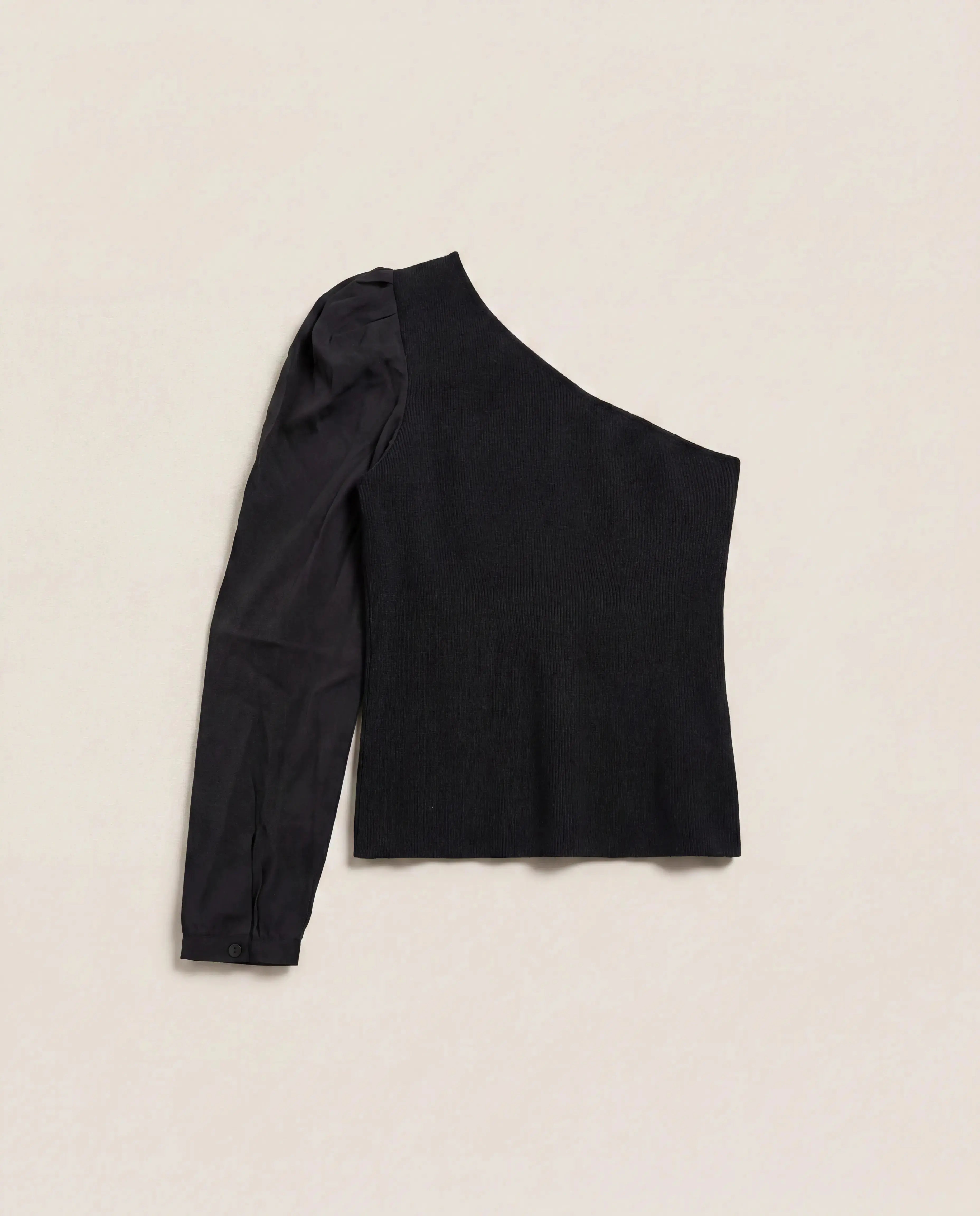 Pull asymétrique une épaule B&Sh maille soie noir – T.38 – Neuf B&Sh