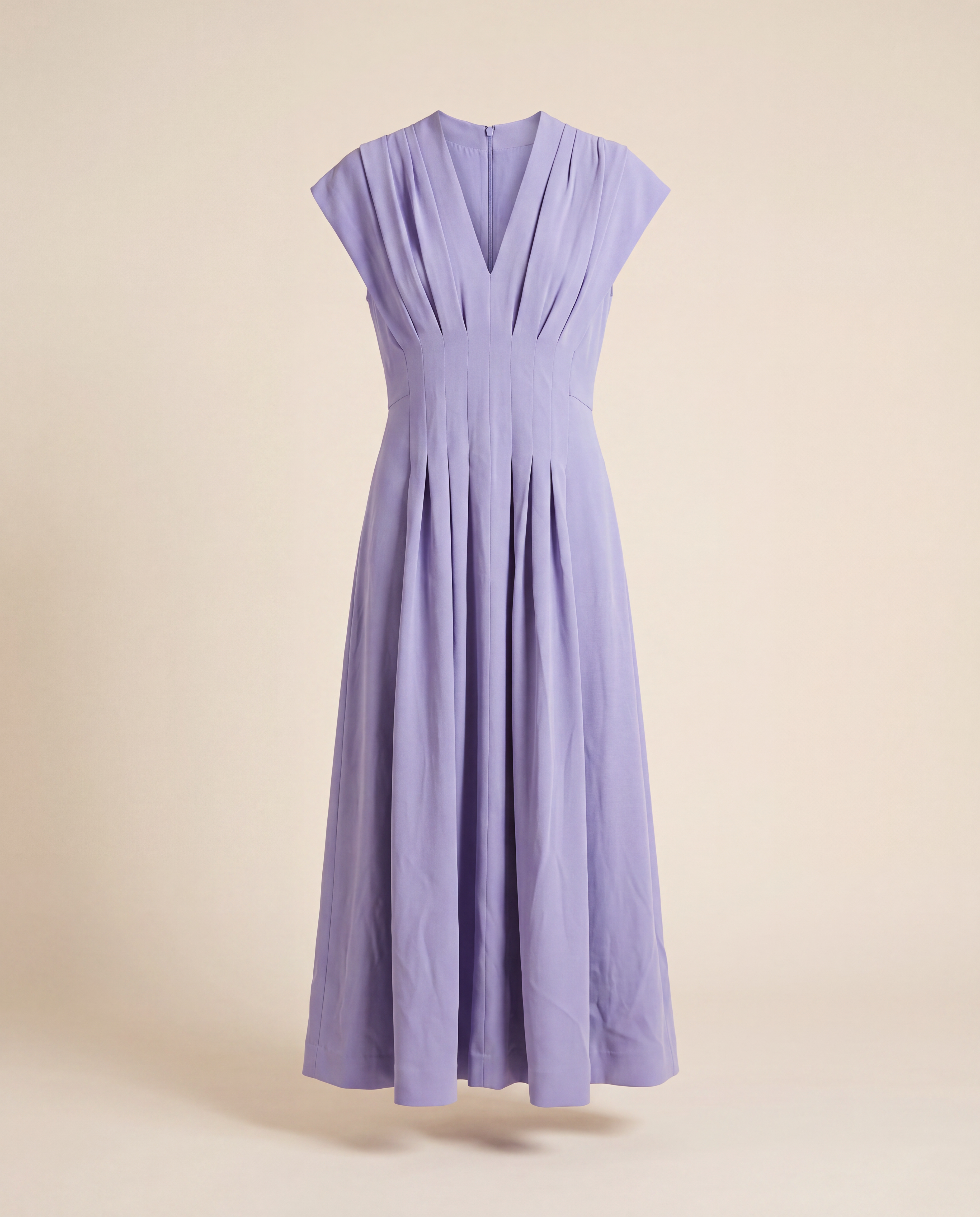 Robe The Fold Tivoli crêpe japonais lilas encolure plissée – T.38-1