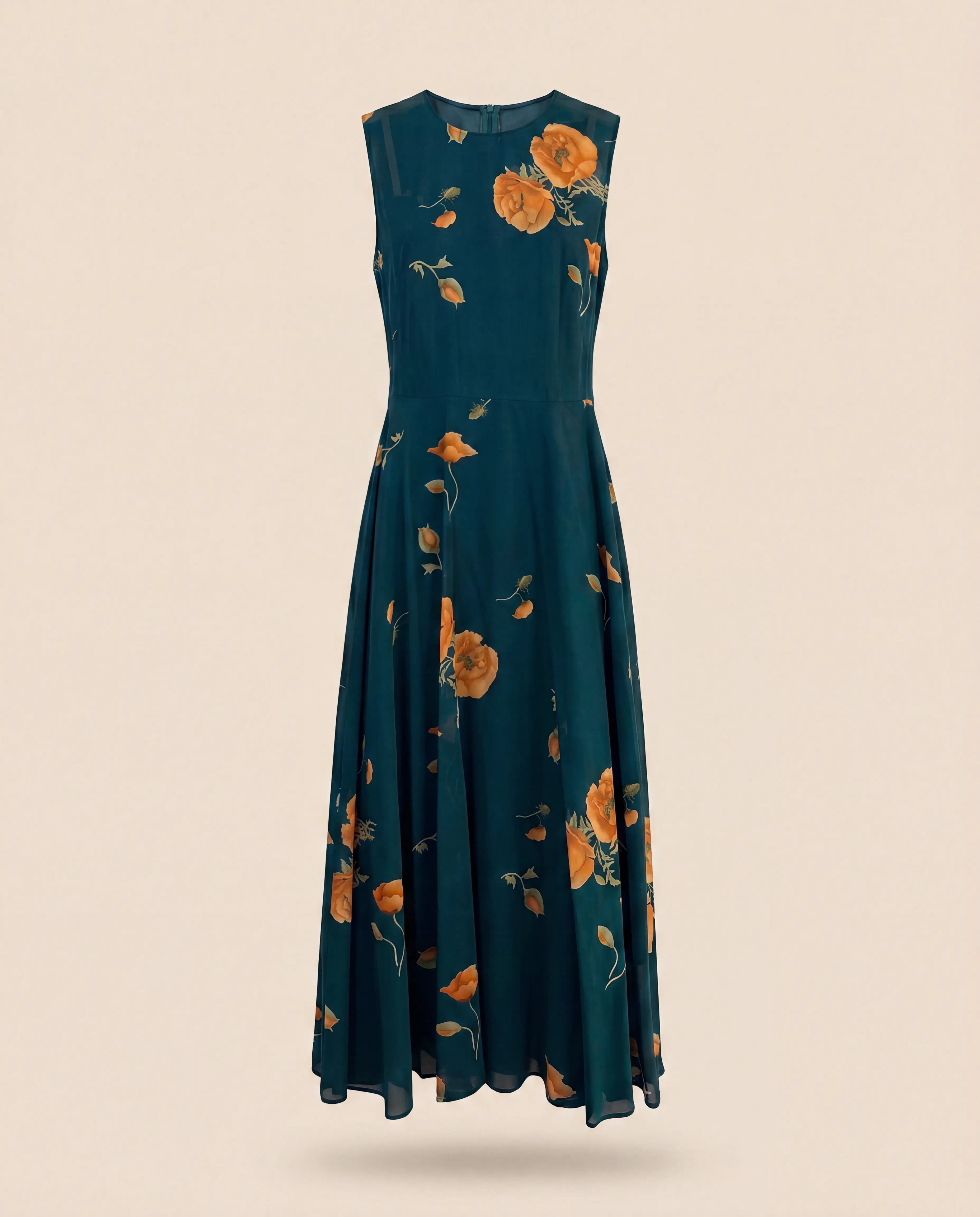 Robe Akris Anemone Green en laine vierge imprimée – Taille 40 Akris