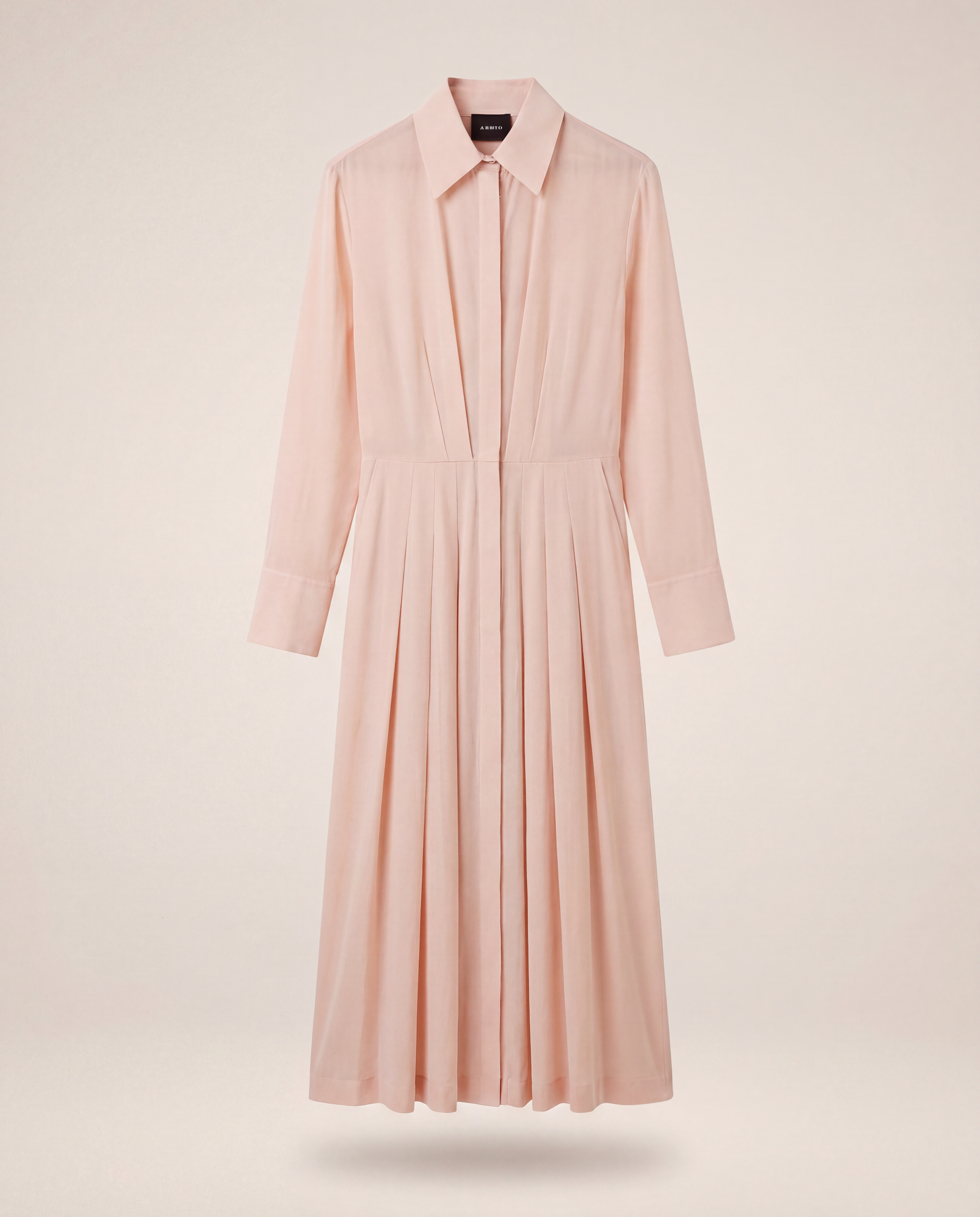 Robe chemise manches longues en voile de coton rose saumon - Akris – Taille 40
