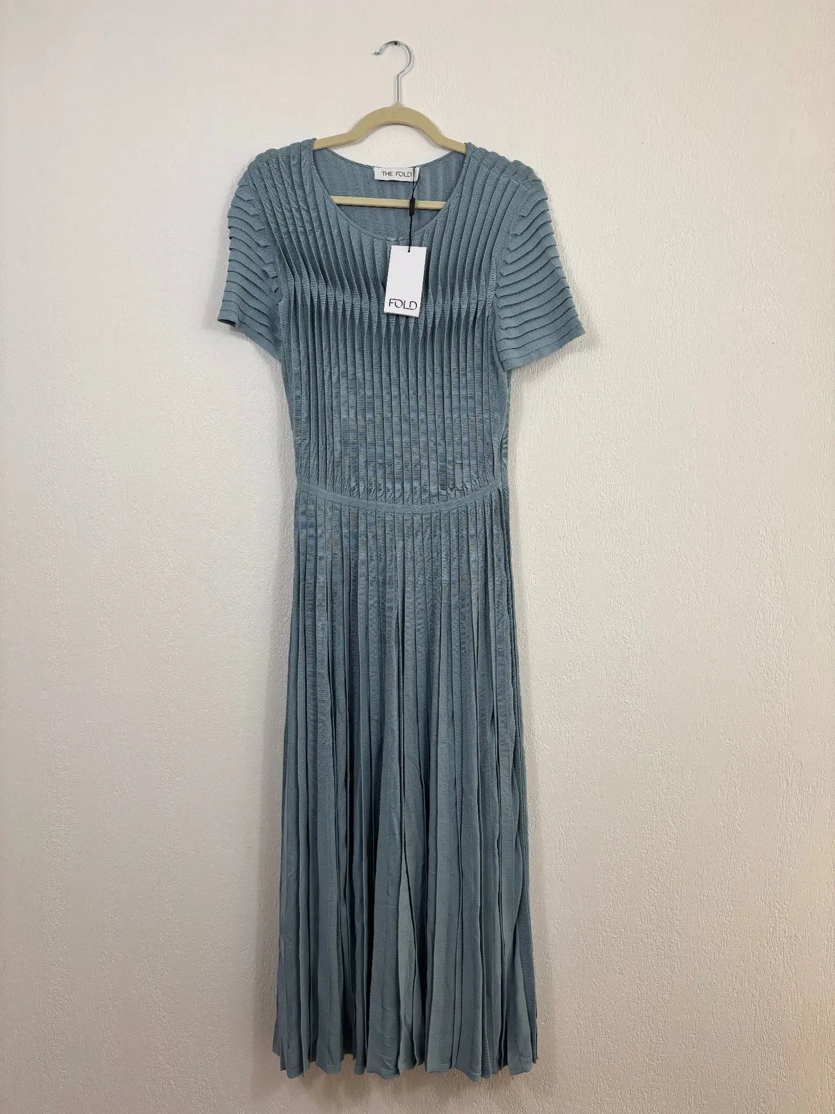 Robe midi Allegra en maille stretch eucalyptus - The Fold – Taille 38 The Fold