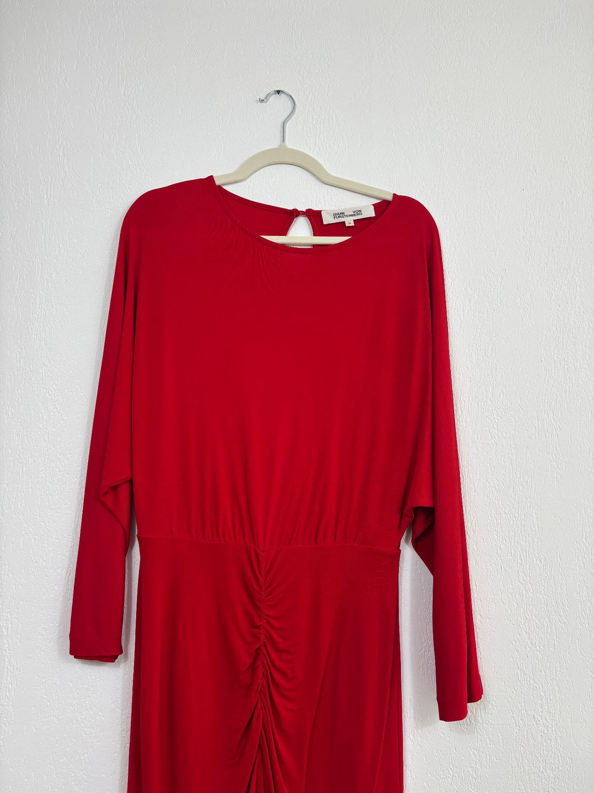 Robe midi Chrisey en jersey rouge drapée - Diane von Furstenberg – Taille M
