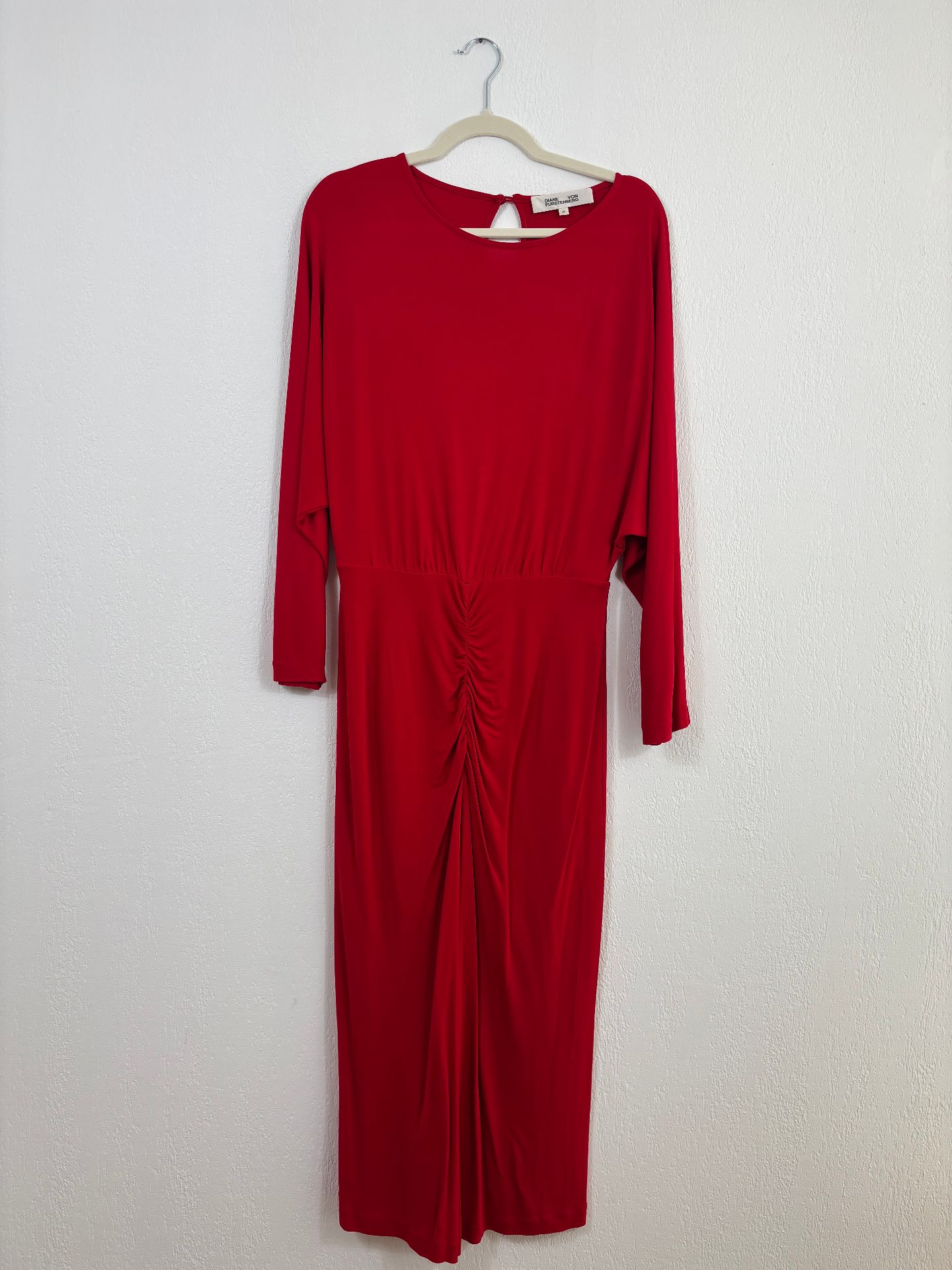 Robe midi Chrisey en jersey rouge drapée - Diane von Furstenberg – Taille M
