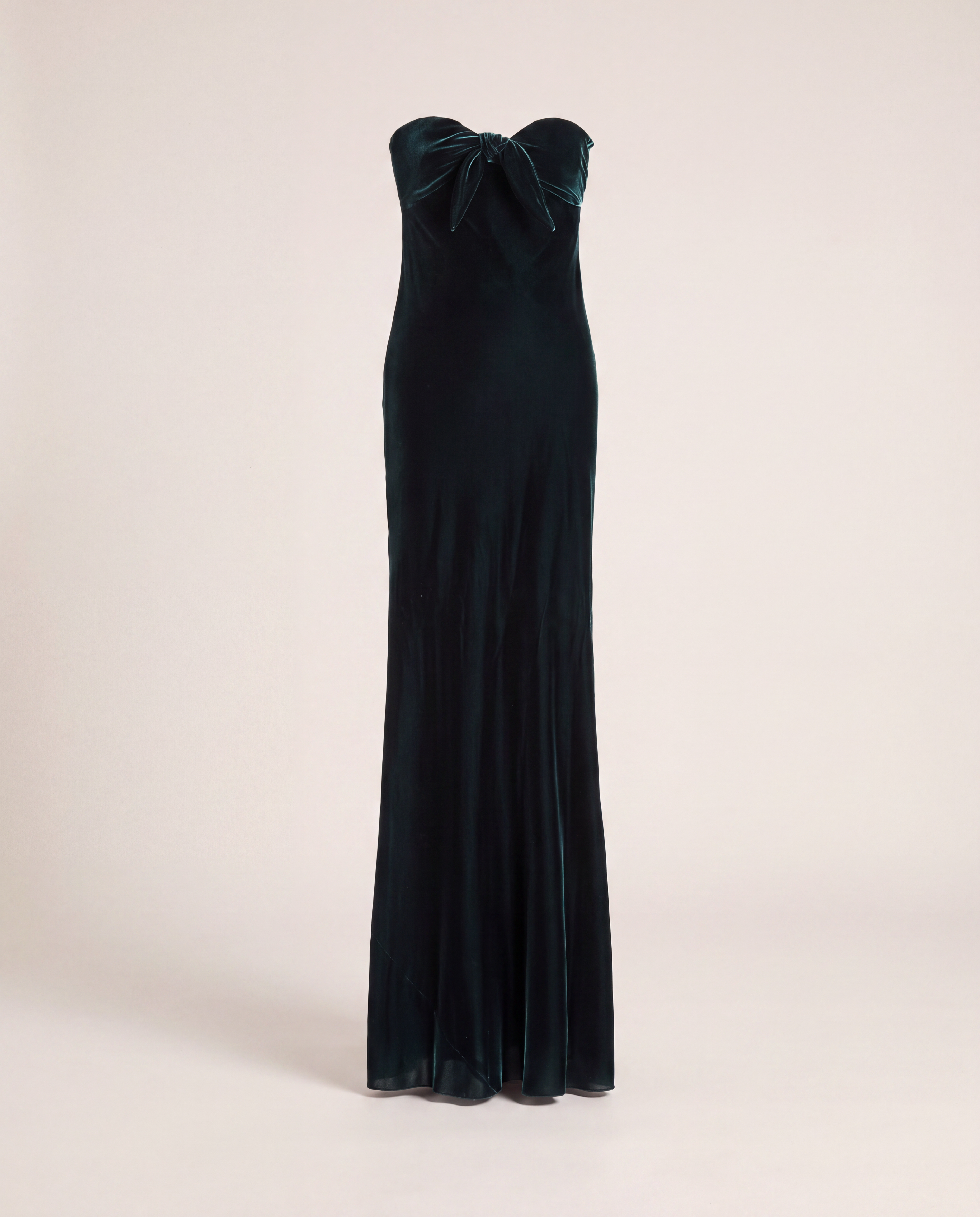 Robe de soirée bustier velours vert sapin 50 ans – Ralph Lauren Collection – Taille 40