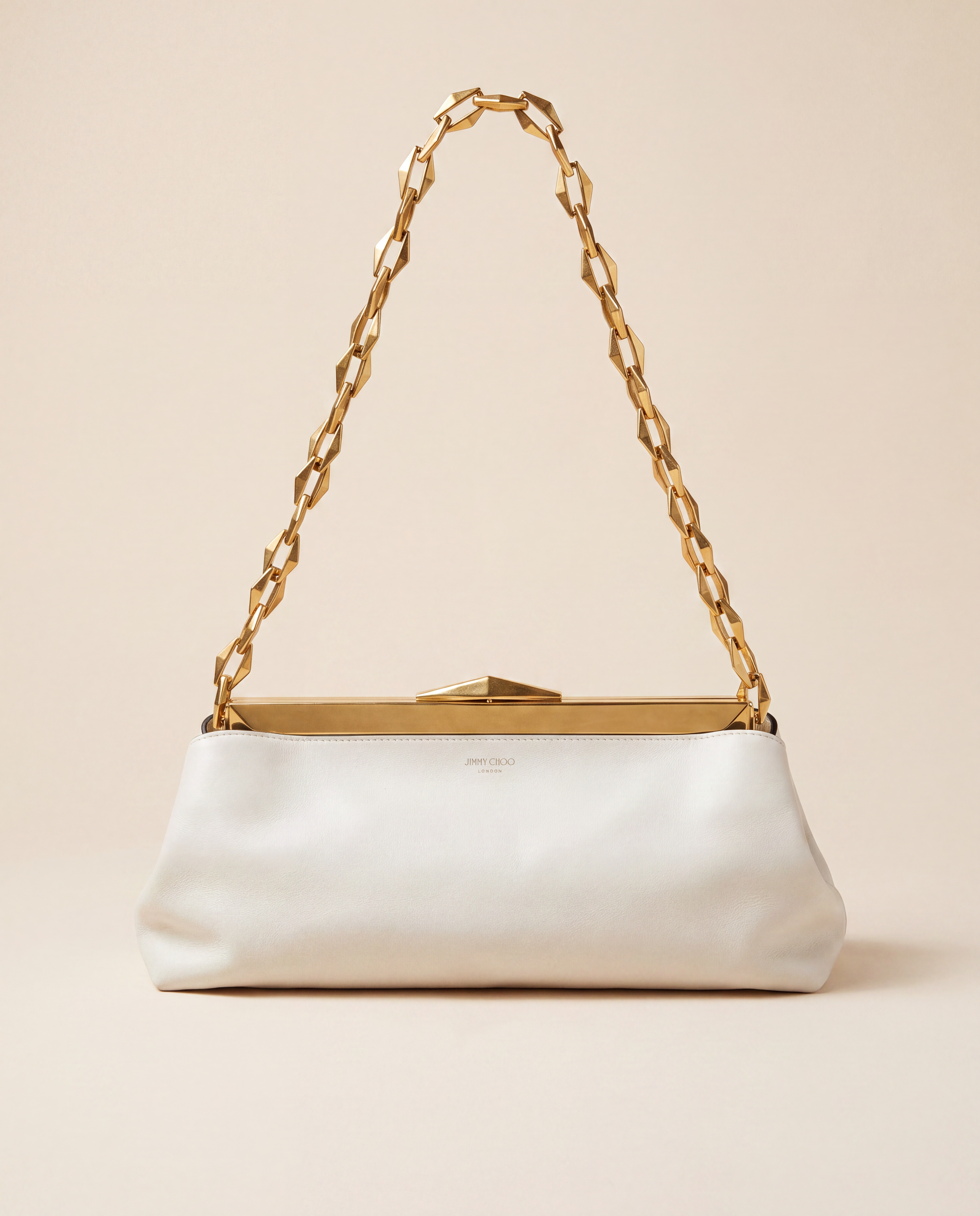 Sac Diamond cuir de veau blanc bandoulière ajustable – Jimmy Choo – Neuf
