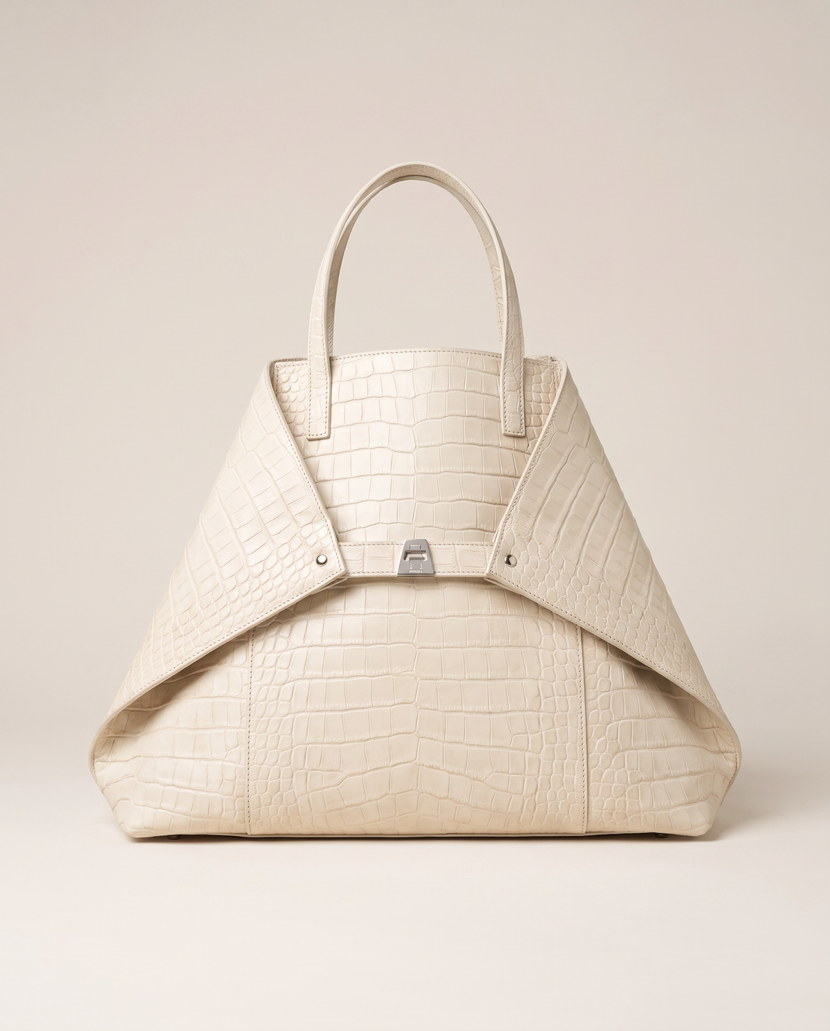 Sac Akris Ai Top Handle Tote python crème ivoire
