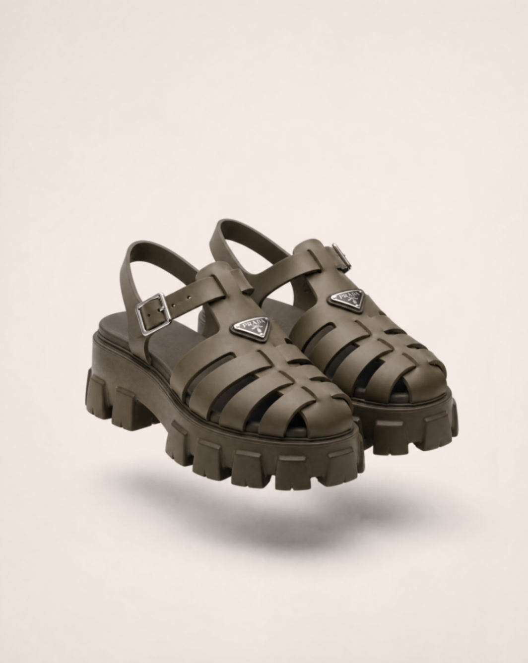 Sandales Monolith Gomme EVA kaki militaire – Prada – T. 41
