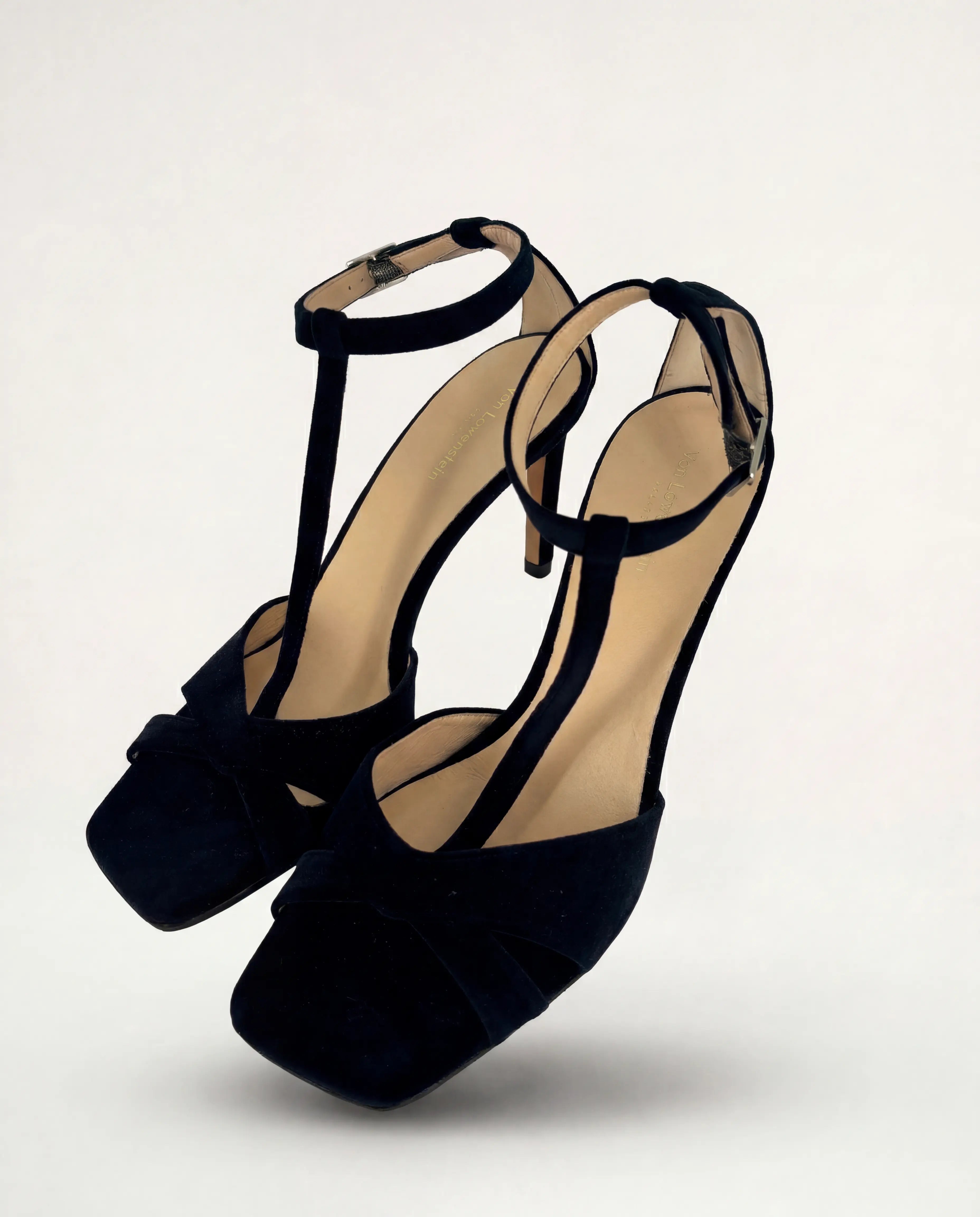 Sandales Von Löwenstein velours noir bride T boucle cheville – T.41,5 Von Löwenstein