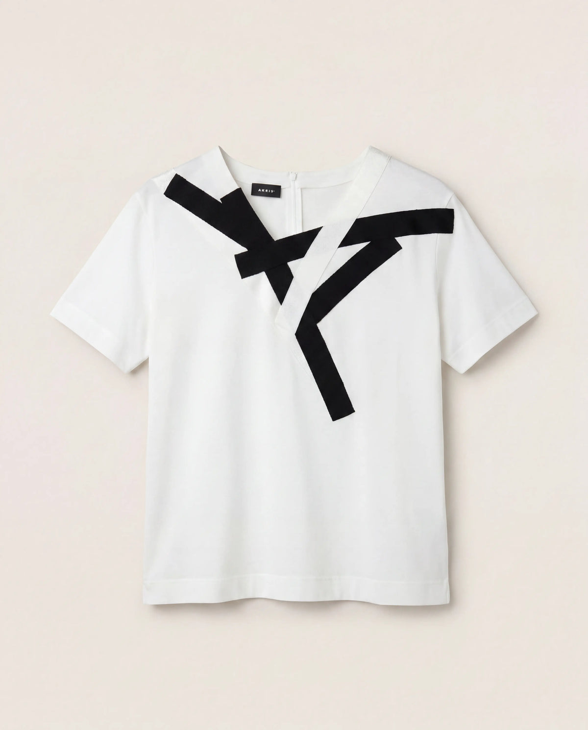 T-shirt Akris coton blanc appliqués graphiques noirs – T.40 Akris