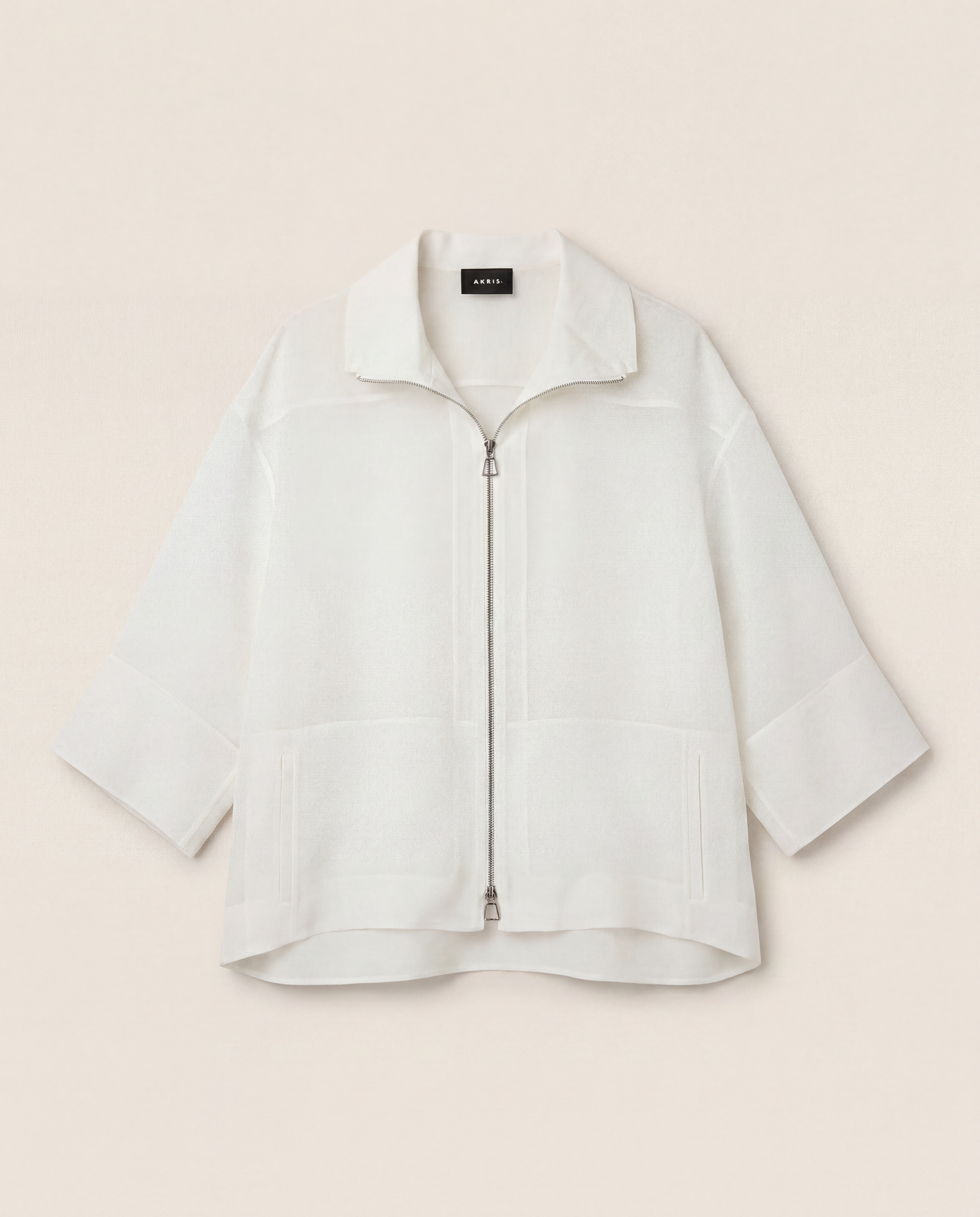 Veste Akris Philia en organza de soie blanc zippée – T.40
