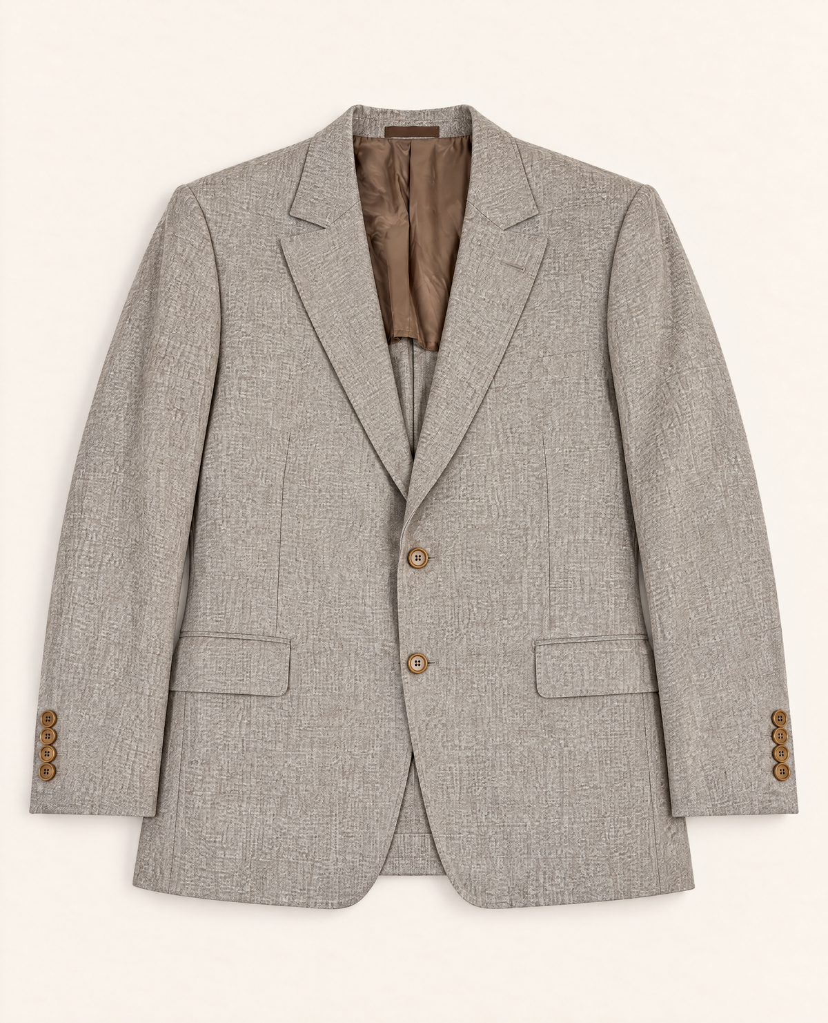 Veste blazer Smalto en soie et cachemire beige chiné – Taille 52-1