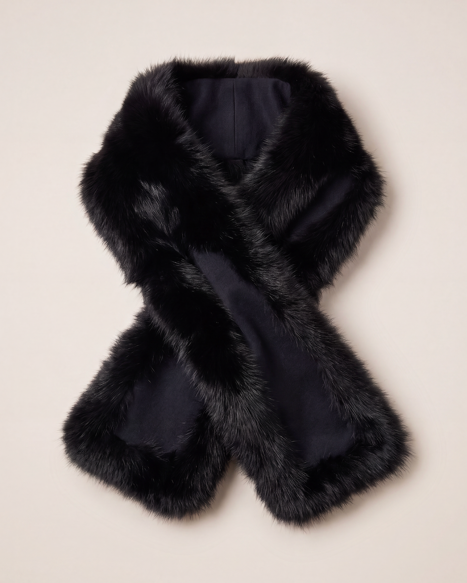 Écharpe Akris 100% zibeline noire – Fourrure de martre zibeline véritable