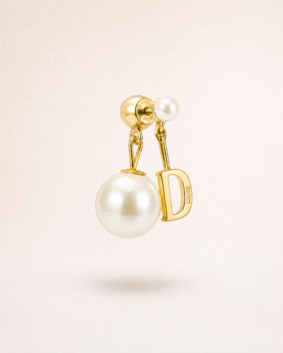 Dior – Mono Boucle My ABC Dior perles résine blanche