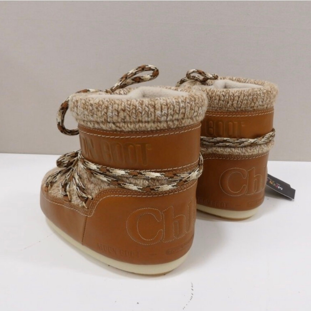 Moon Boot × Chloé – Bottines après-ski cuir marron low – T.39 – Neuves-4