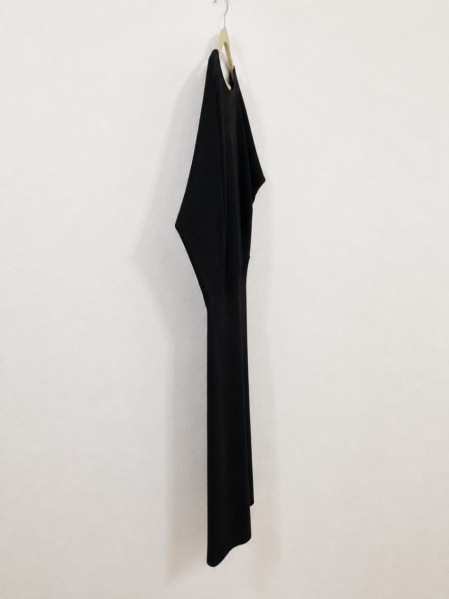 Robe en maille côtelée noire à manches chauve-souris – Reiss – Taille M-4