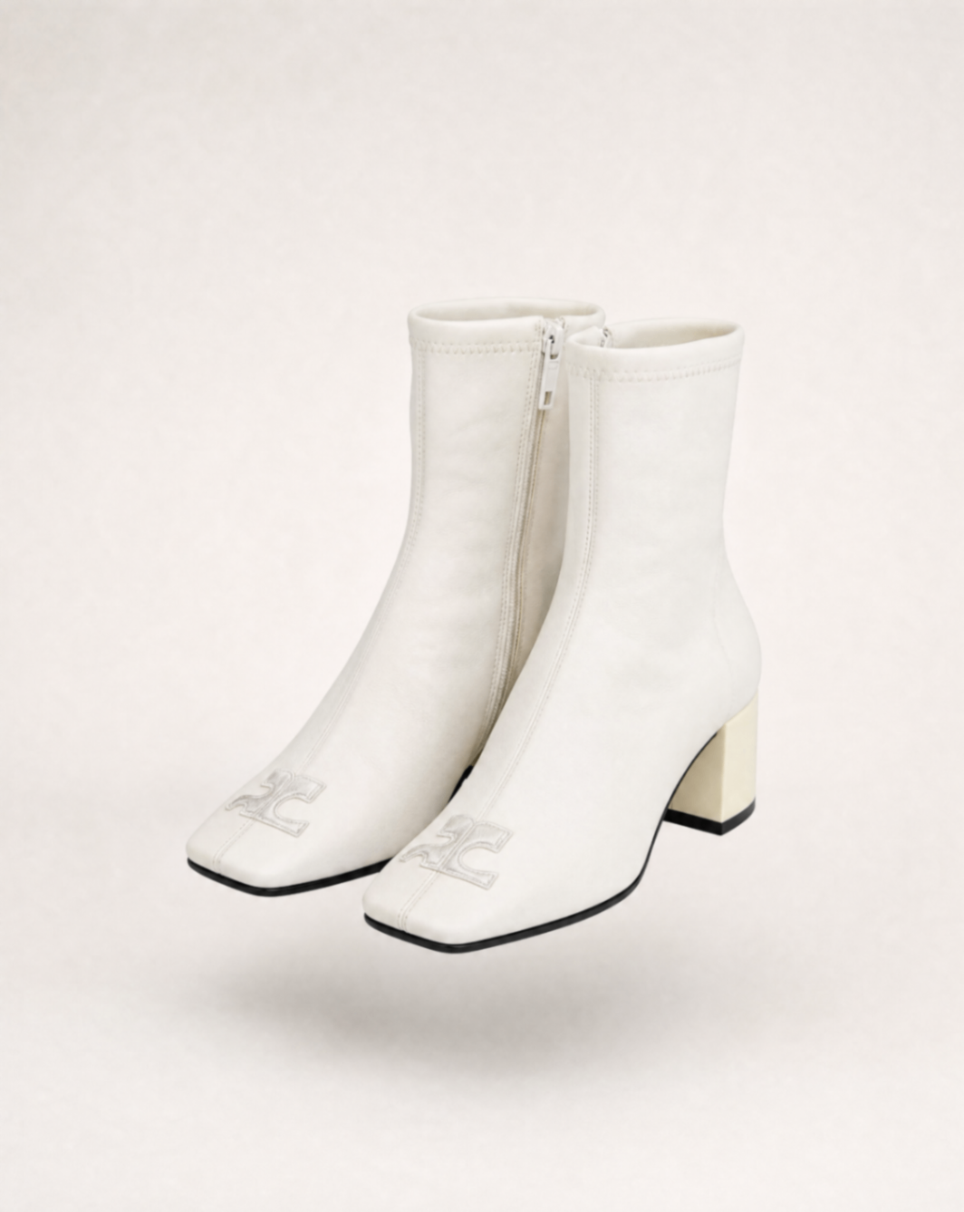 Bottines en cuir blanc à logo AC – Courrèges – T. 37