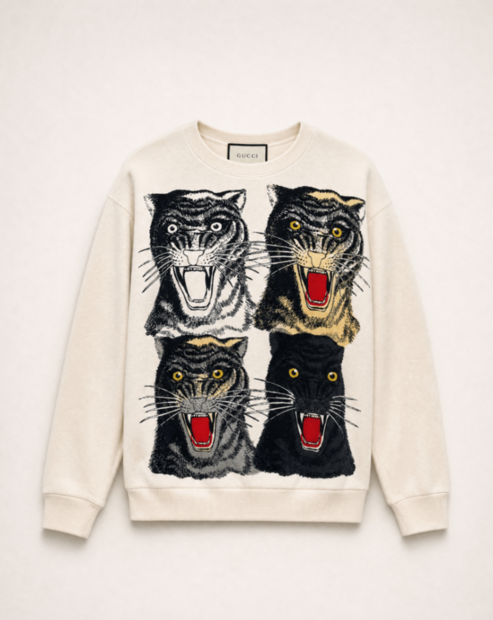 Pull Gucci ivoire imprimé tigres – Taille XS