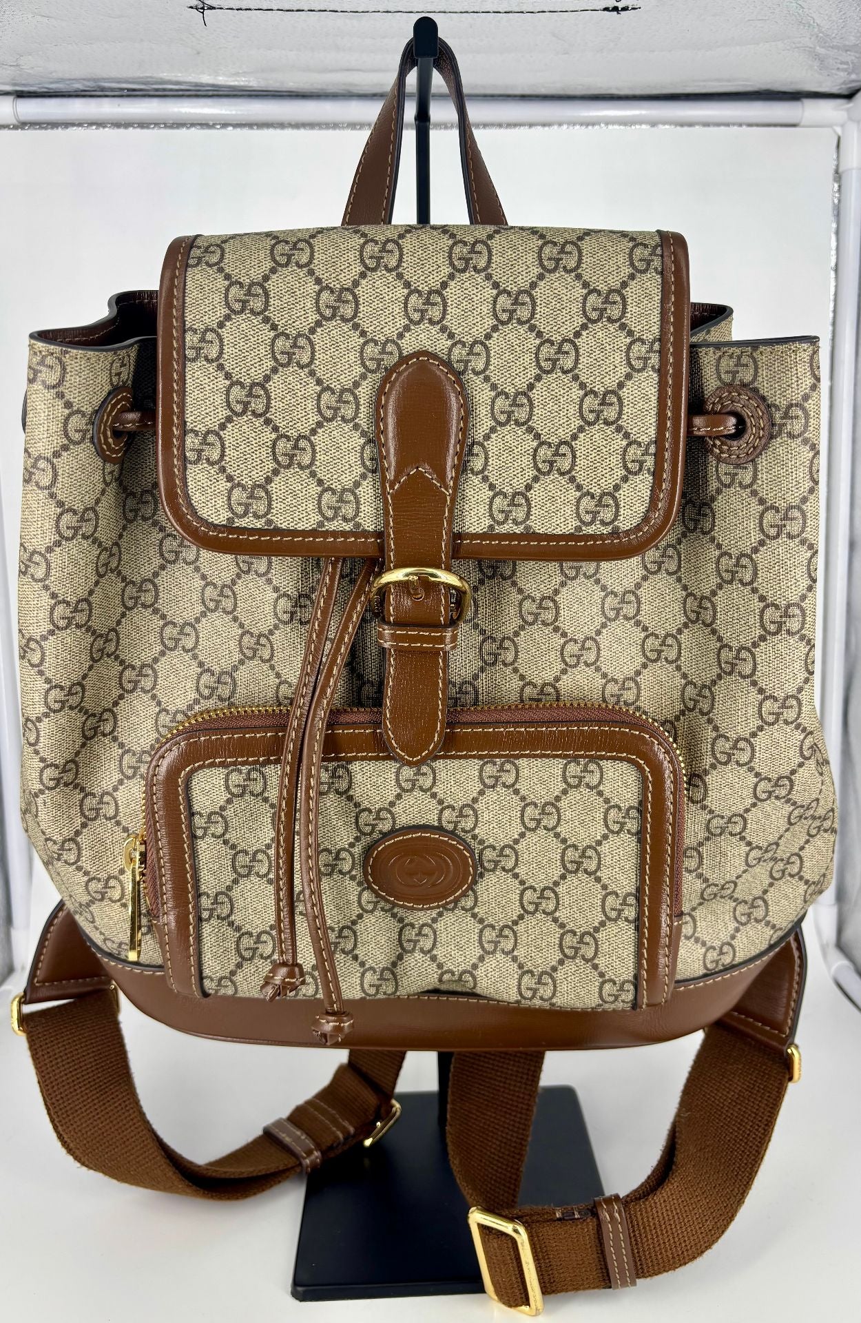 GG Supreme Interlocking G Beige & Brown Backpack - Gucci-2