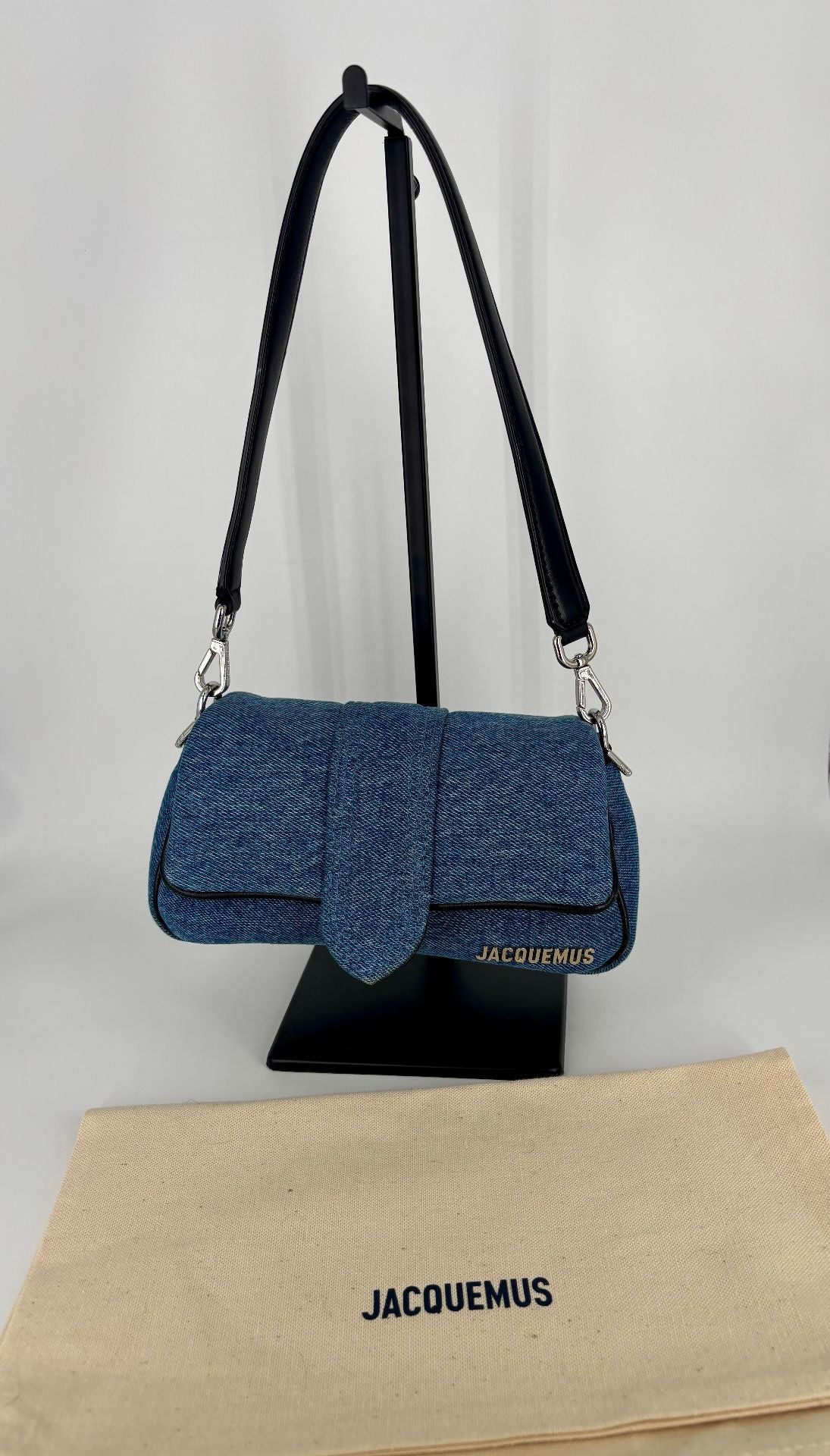 Sac Jacquemus Le Bambimou denim bleu – Baguette coussinée SS25-4