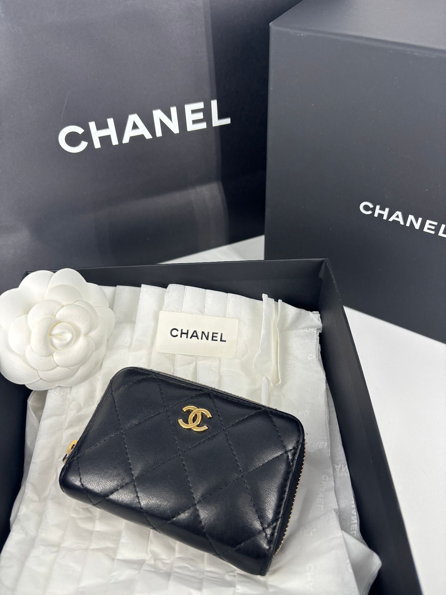 Porte-monnaie Chanel Timeless zippé cuir matelassé noir – 2023-3