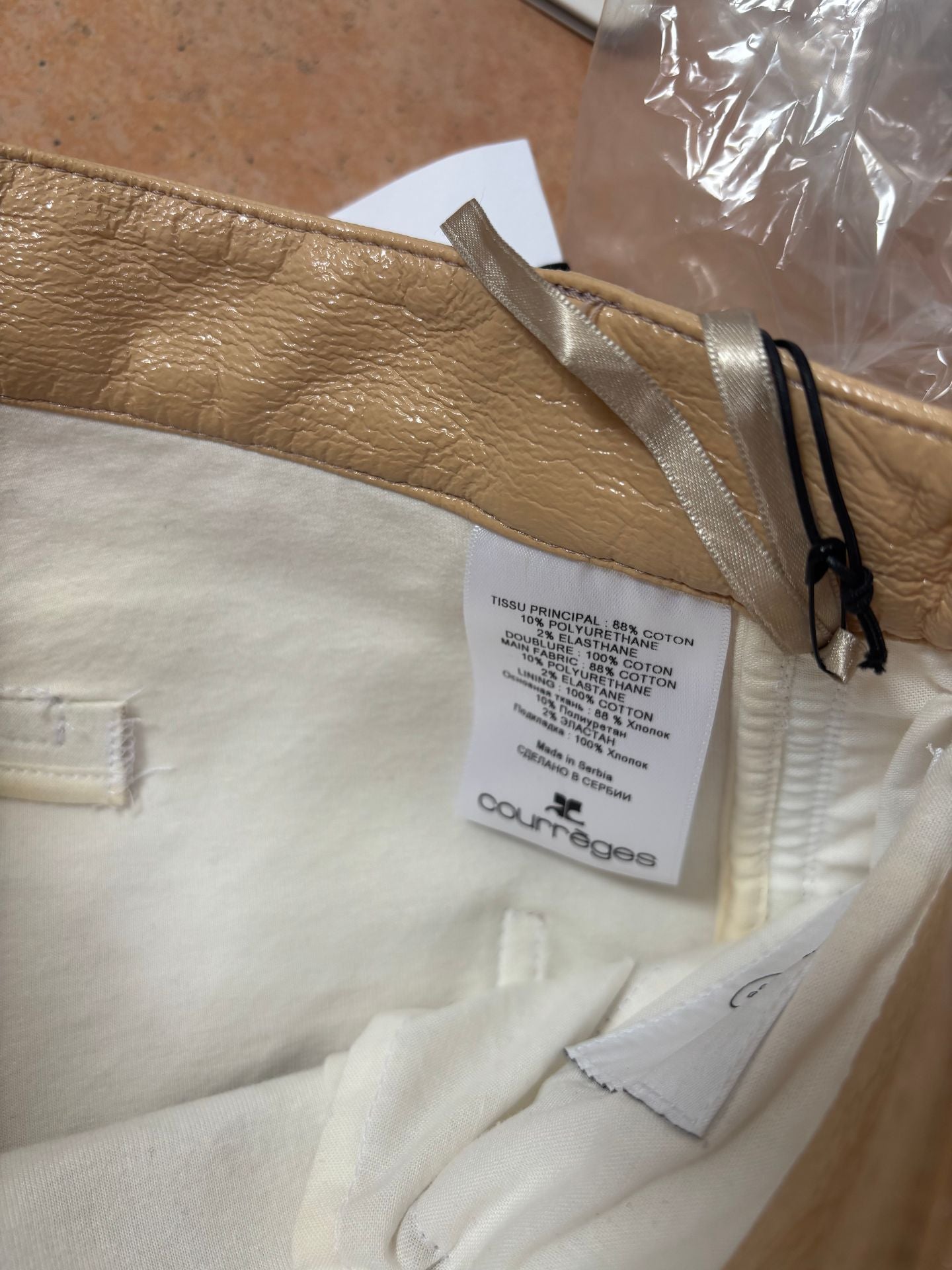 Pantalon Courrèges Réédition 5 Poches vinyle camel – T.38 – Neuf-7