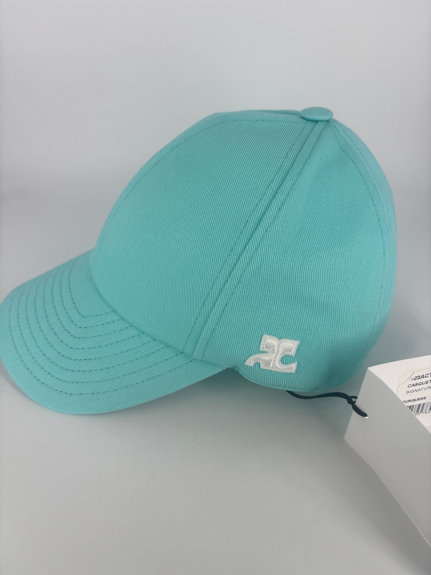 Casquette Courrèges Signature Cotton turquoise – logo AC – T.S – Neuve-3
