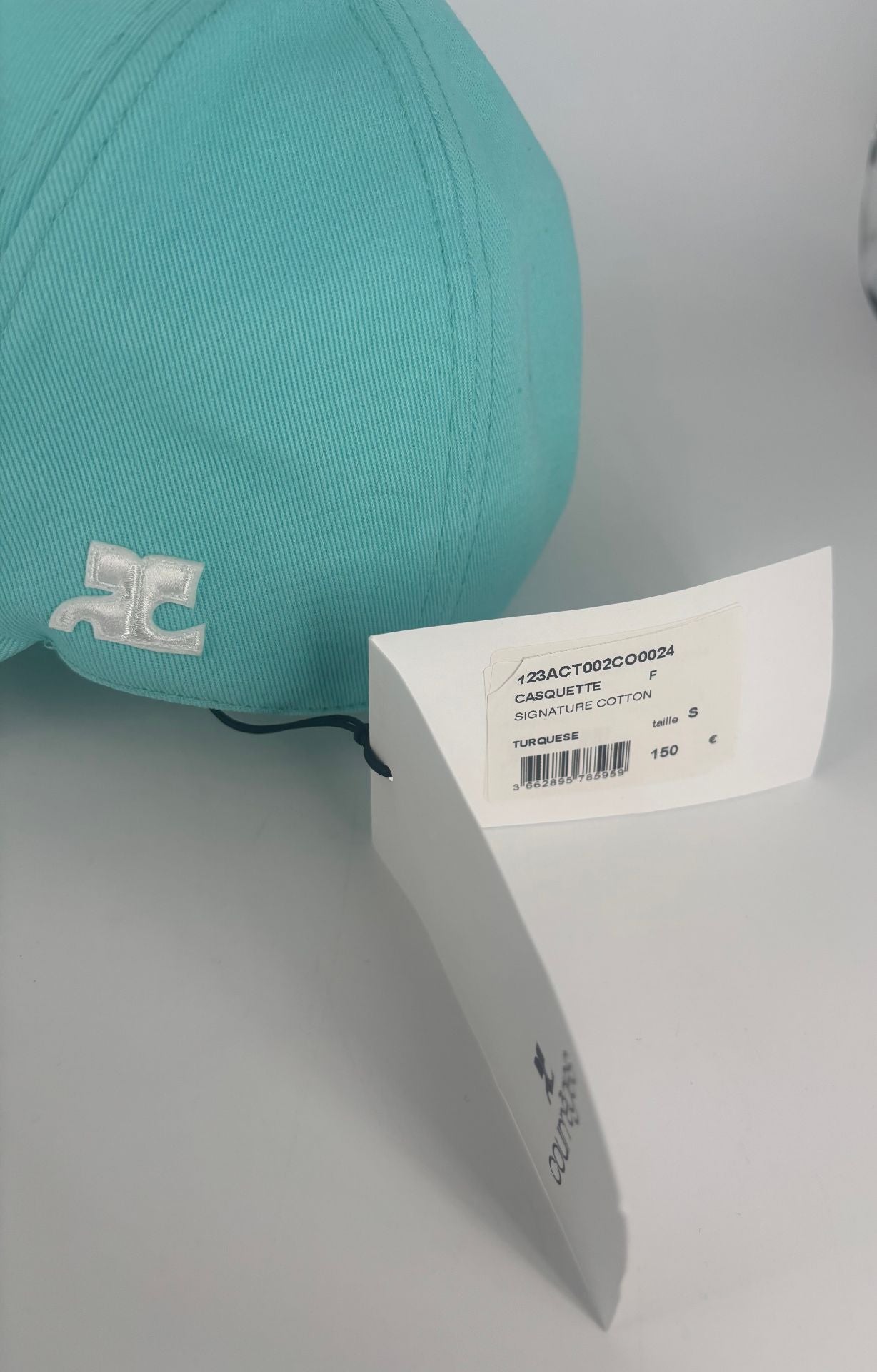 Casquette Courrèges Signature Cotton turquoise – logo AC – T.S – Neuve-4