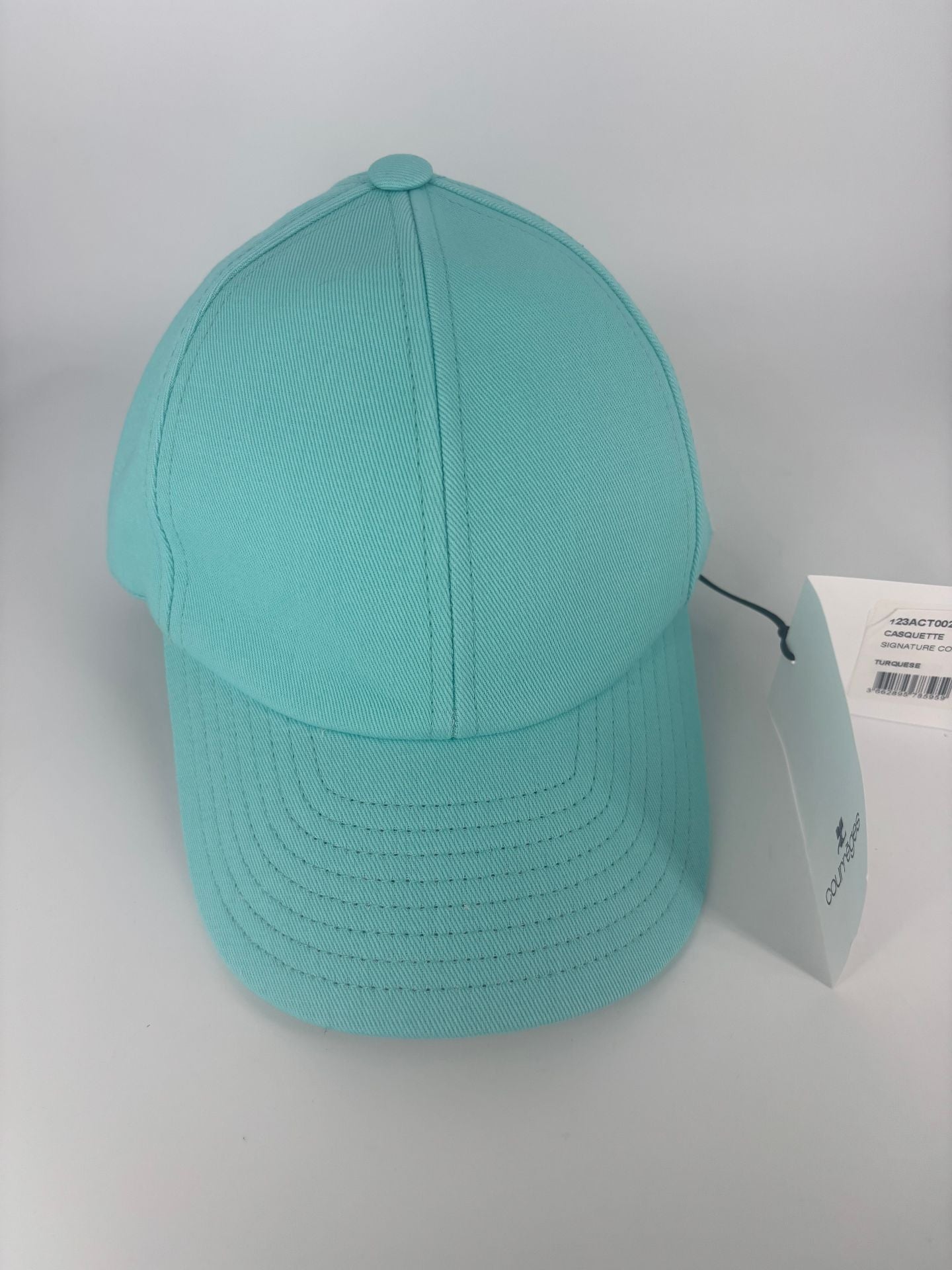 Casquette Courrèges Signature Cotton turquoise – logo AC – T.S – Neuve-5