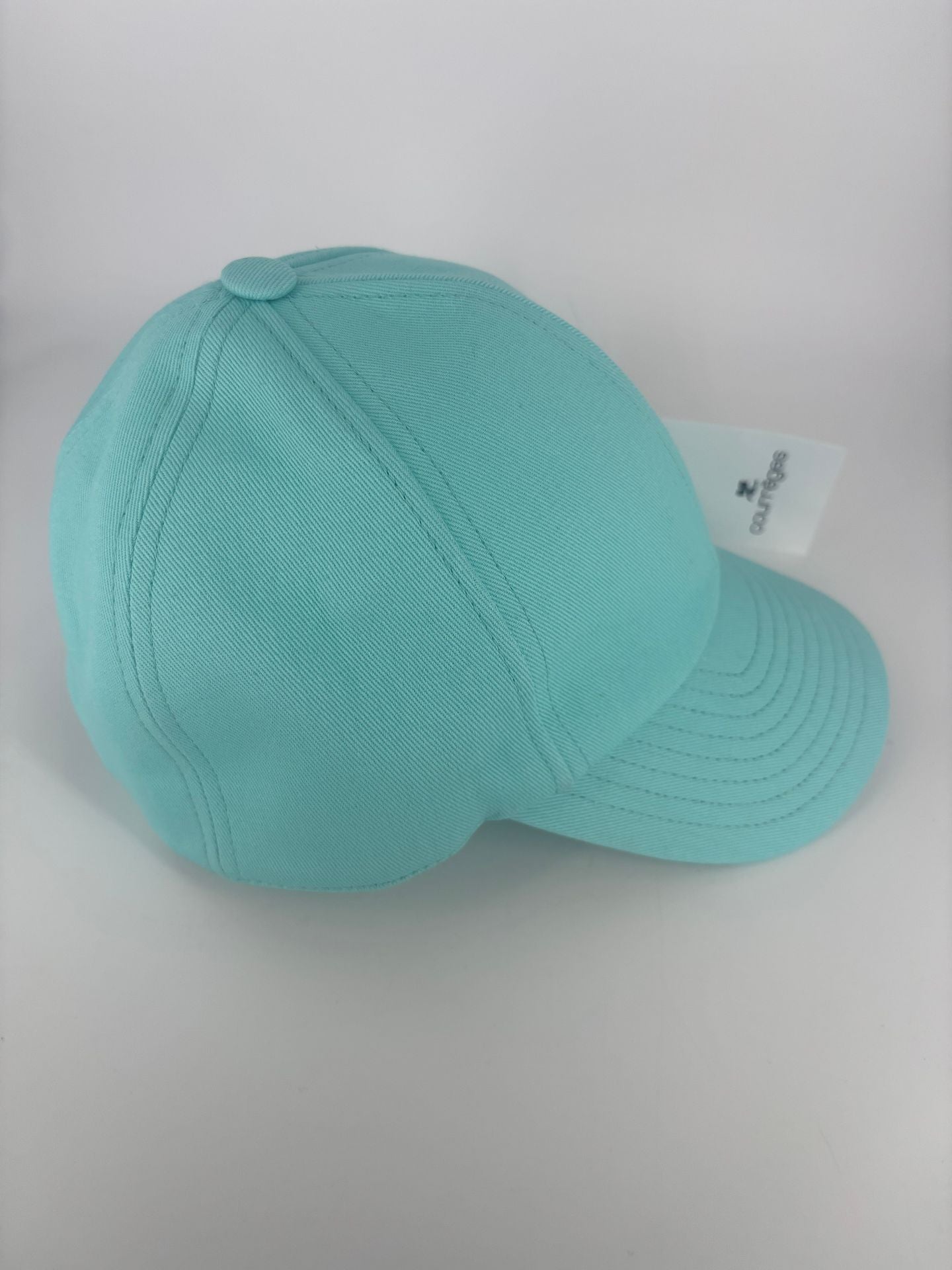 Casquette Courrèges Signature Cotton turquoise – logo AC – T.S – Neuve-6
