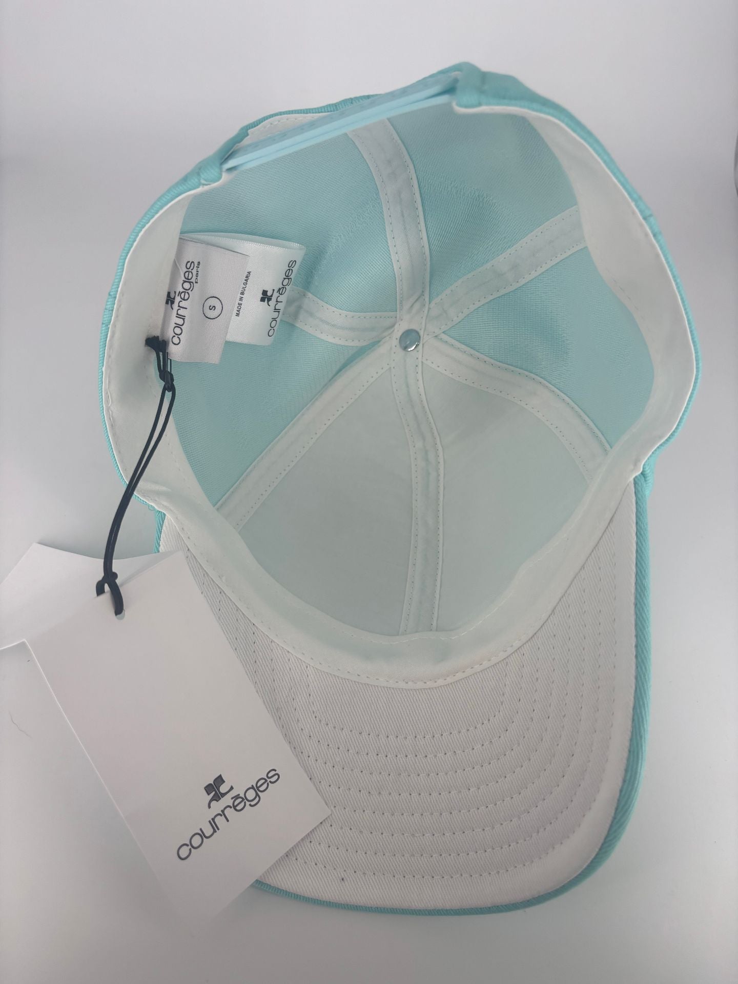 Casquette Courrèges Signature Cotton turquoise – logo AC – T.S – Neuve-9
