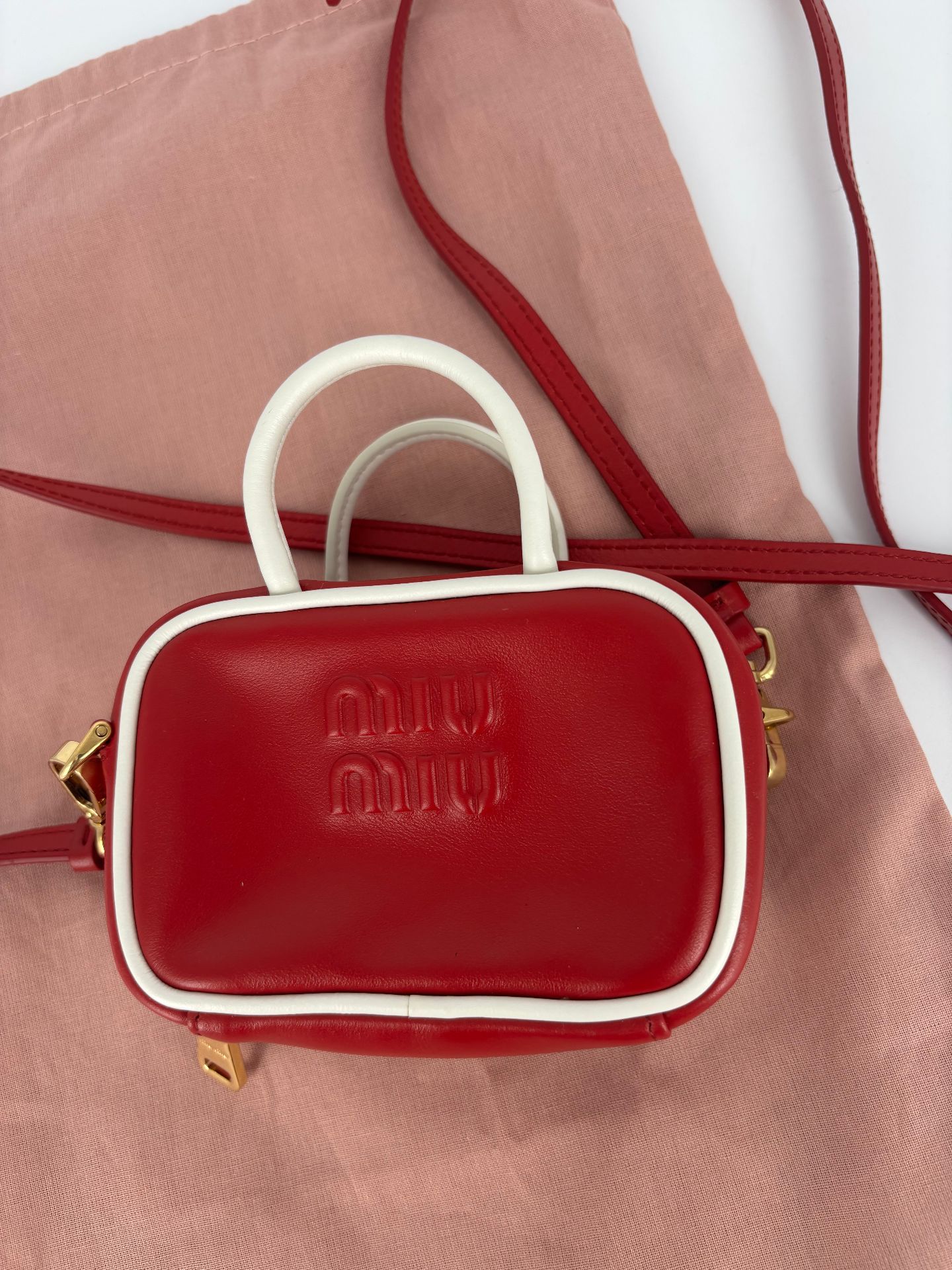 Miu Miu – Micro-bag Beau cuir de veau rouge-3