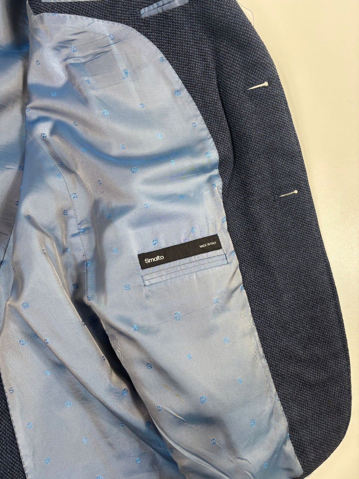 Blazer Francesco Smalto cachemire soie bleu marine chiné – Taille 56-2