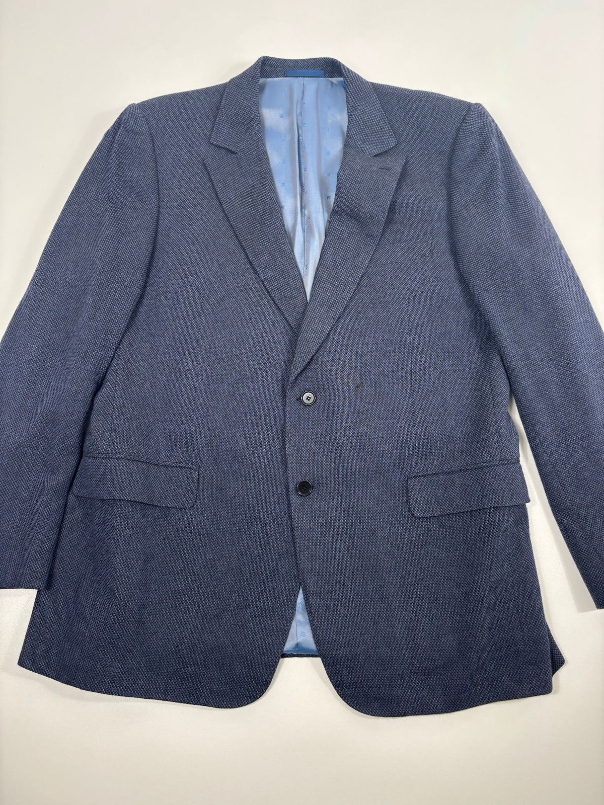 Blazer Francesco Smalto cachemire soie bleu marine chiné – Taille 56-5