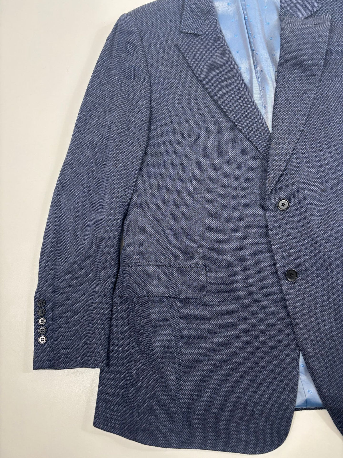 Blazer Francesco Smalto cachemire soie bleu marine chiné – Taille 56-6