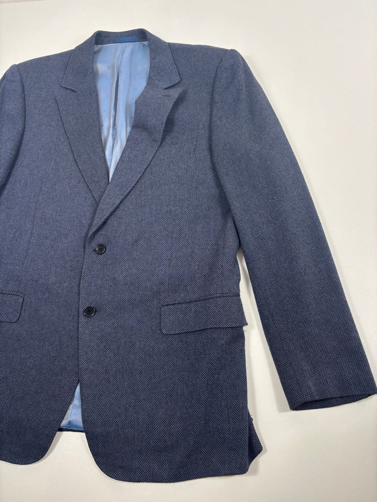 Blazer Francesco Smalto cachemire soie bleu marine chiné – Taille 56-8