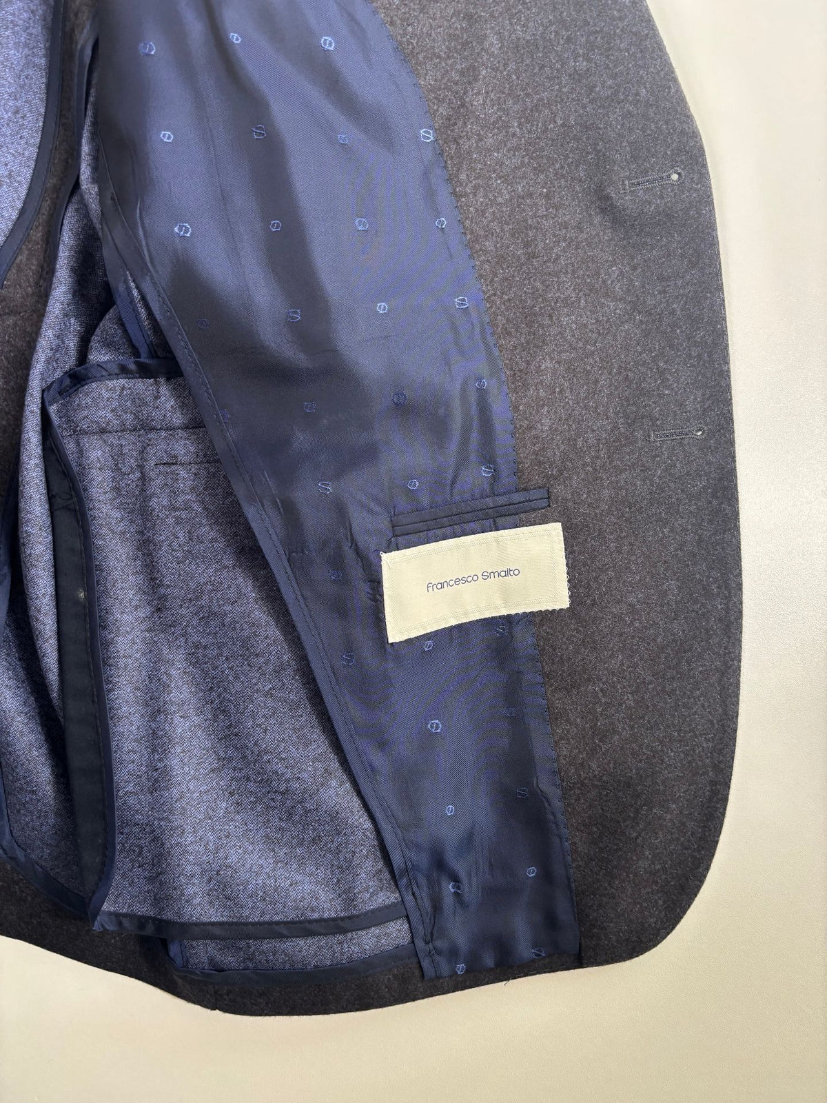Blazer Francesco Smalto laine feutrée gris chiné – Taille 56-4
