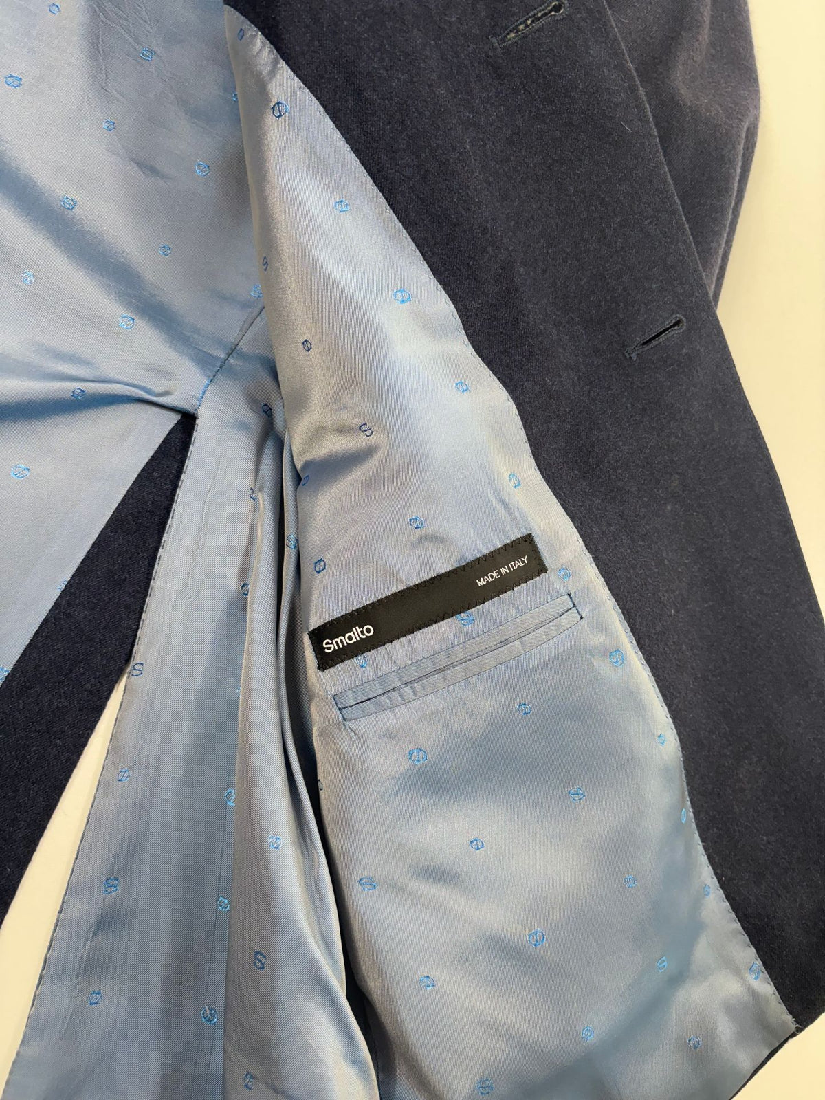 Blazer Smalto cachemire pur bleu marine chiné – Taille 56-2