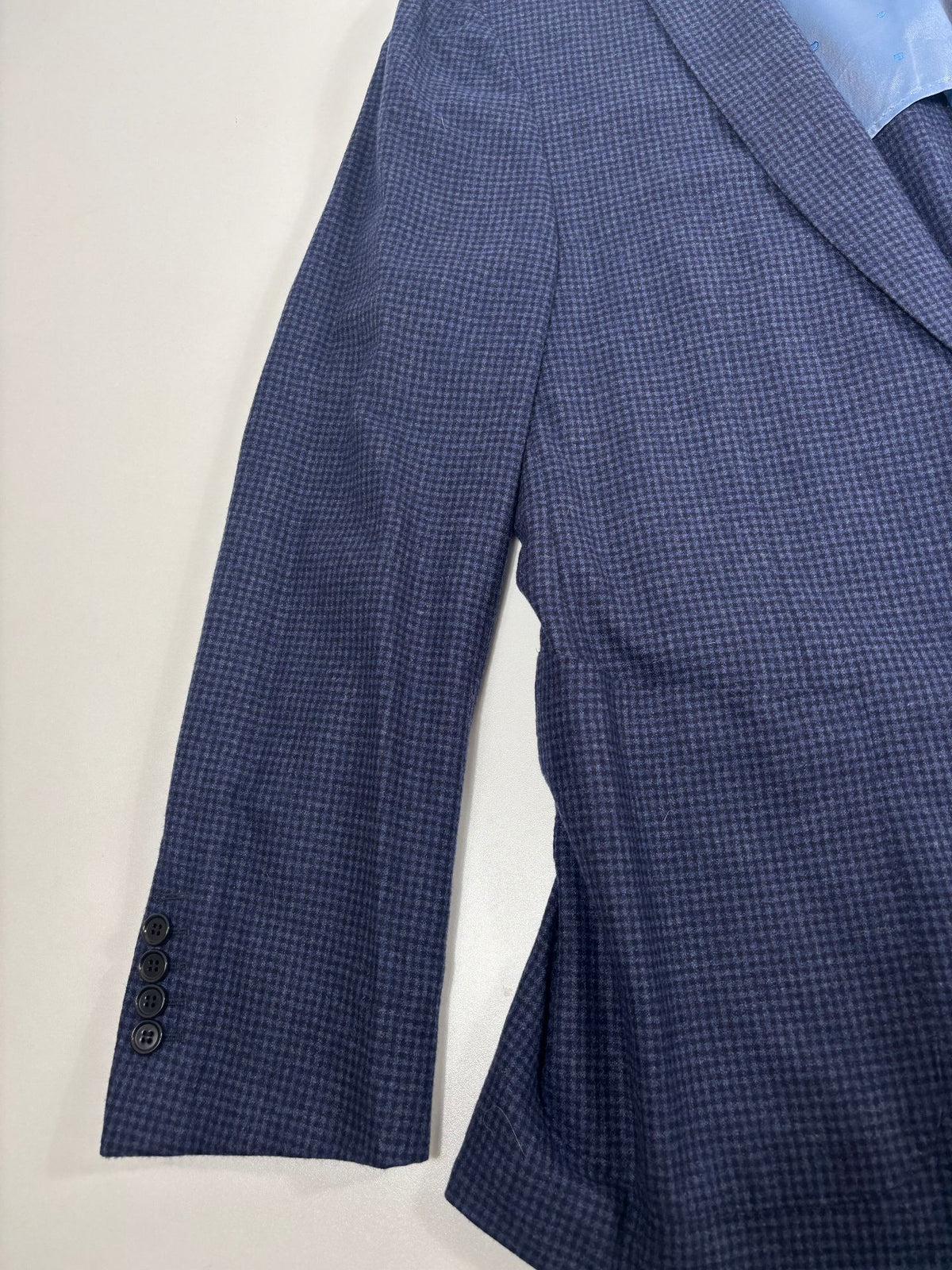 Blazer Smalto cachemire soie vichy bleu chiné – Taille 56-6