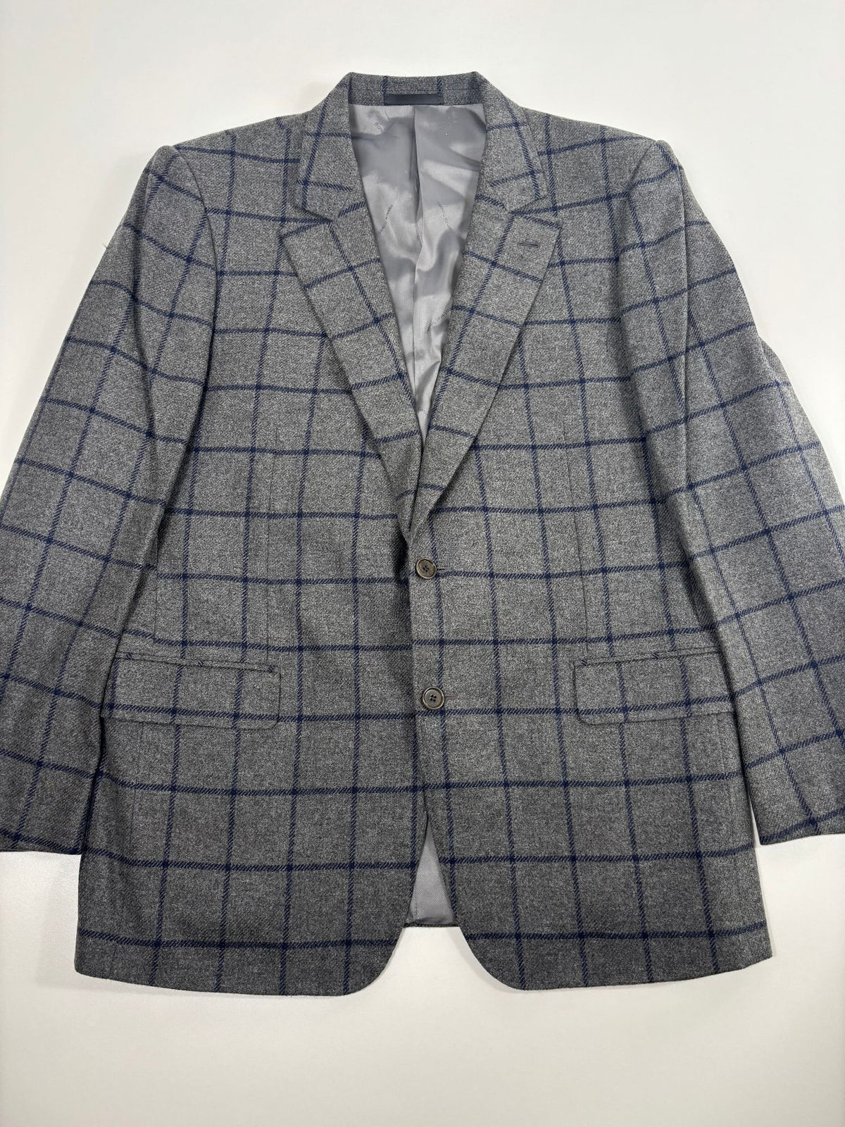 Blazer Francesco Smalto pure cachemire vichy gris bleu marine – Taille 56-2