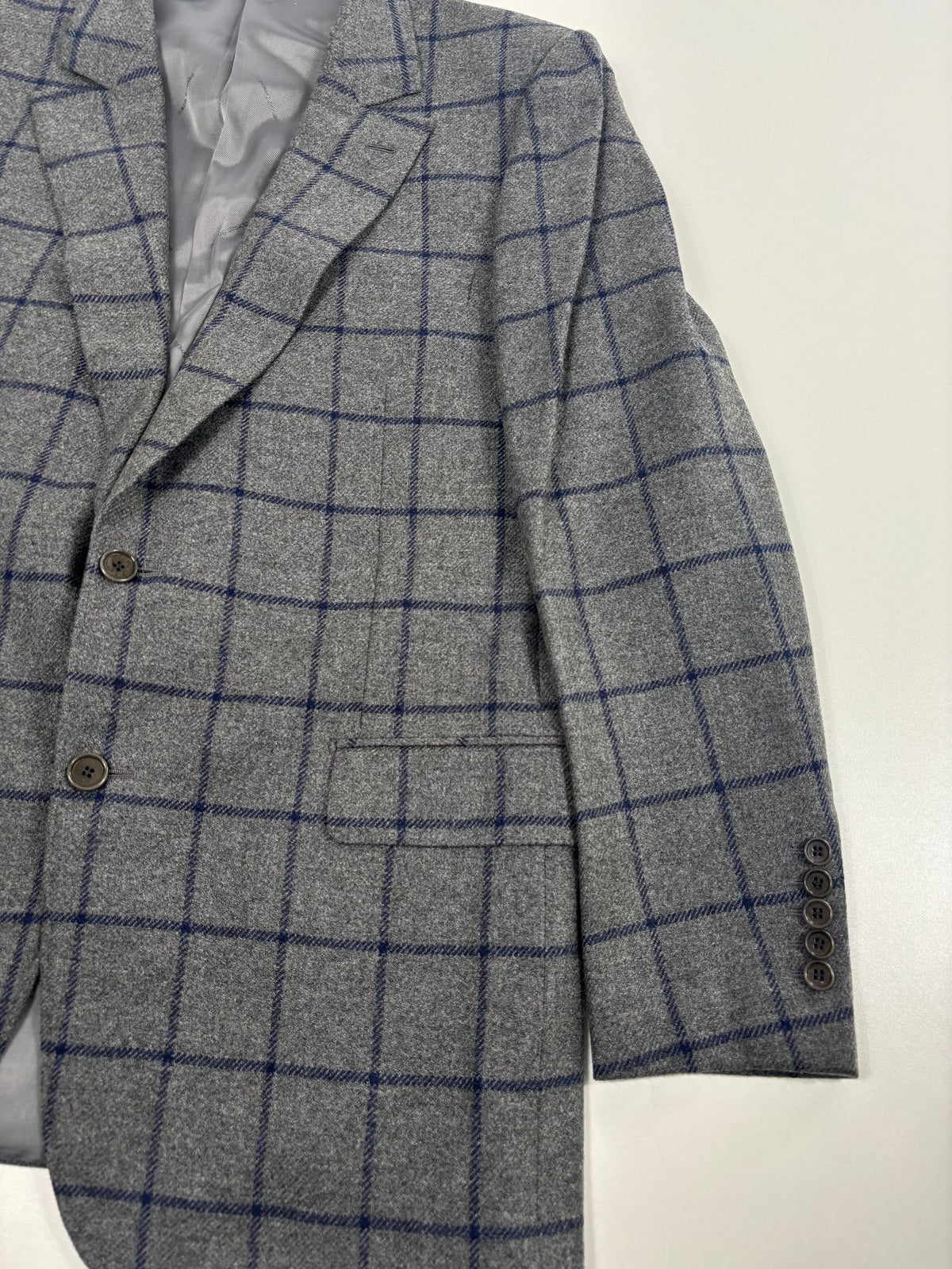 Blazer Francesco Smalto pure cachemire vichy gris bleu marine – Taille 56-4