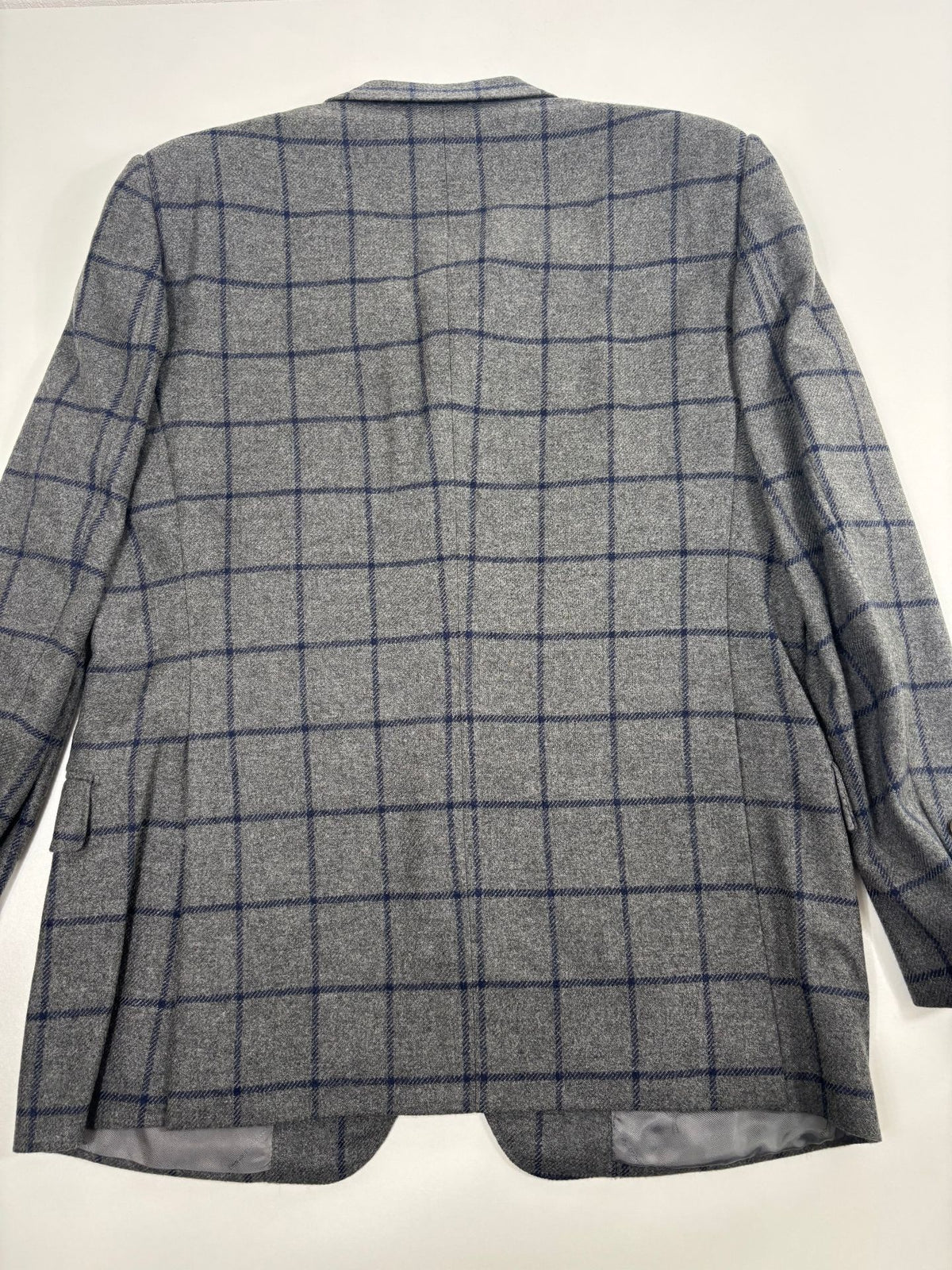 Blazer Francesco Smalto pure cachemire vichy gris bleu marine – Taille 56-8