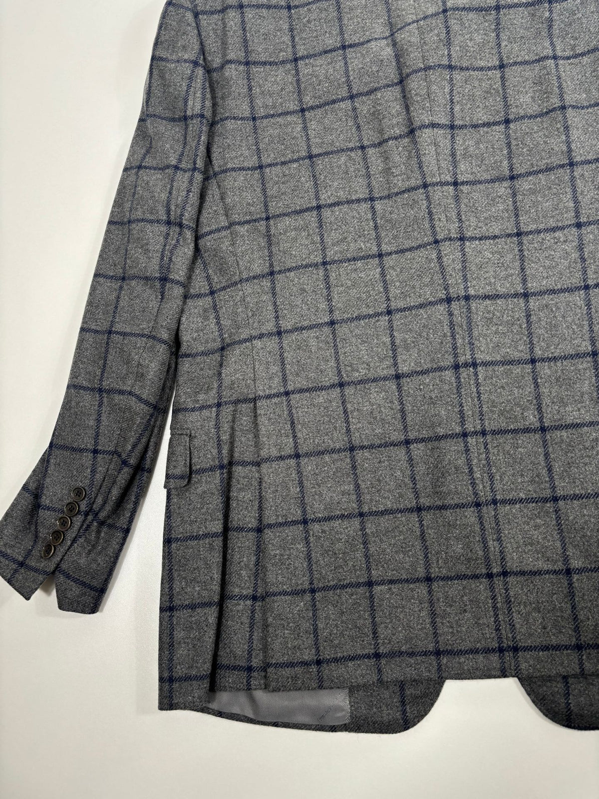 Blazer Francesco Smalto pure cachemire vichy gris bleu marine – Taille 56-9