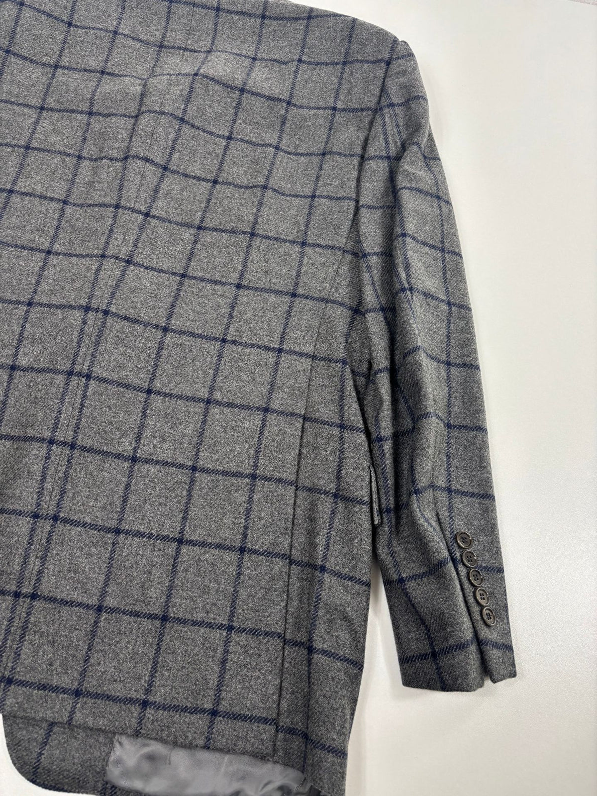 Blazer Francesco Smalto pure cachemire vichy gris bleu marine – Taille 56-10