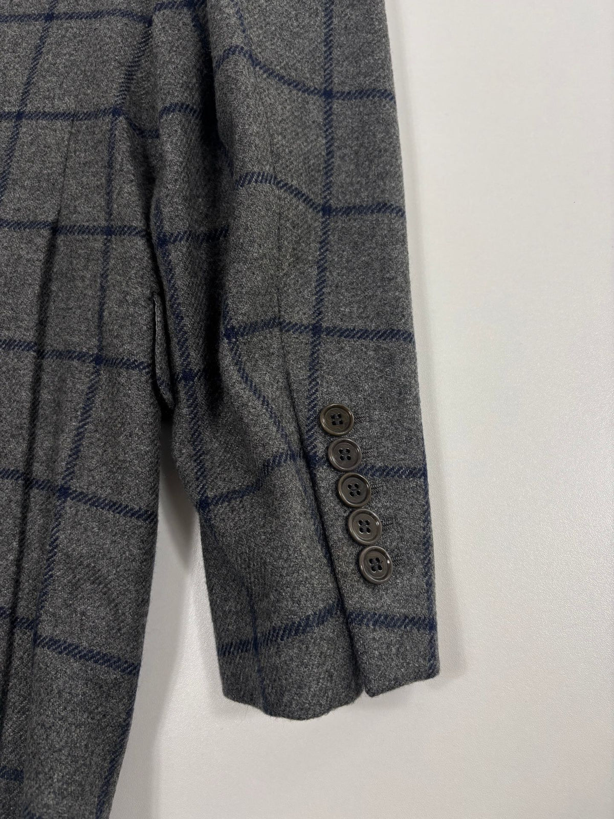 Blazer Francesco Smalto pure cachemire vichy gris bleu marine – Taille 56-11