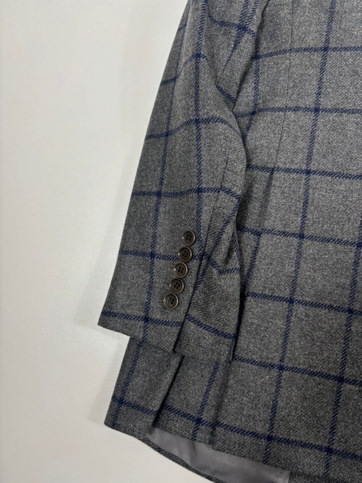Blazer Francesco Smalto pure cachemire vichy gris bleu marine – Taille 56-12