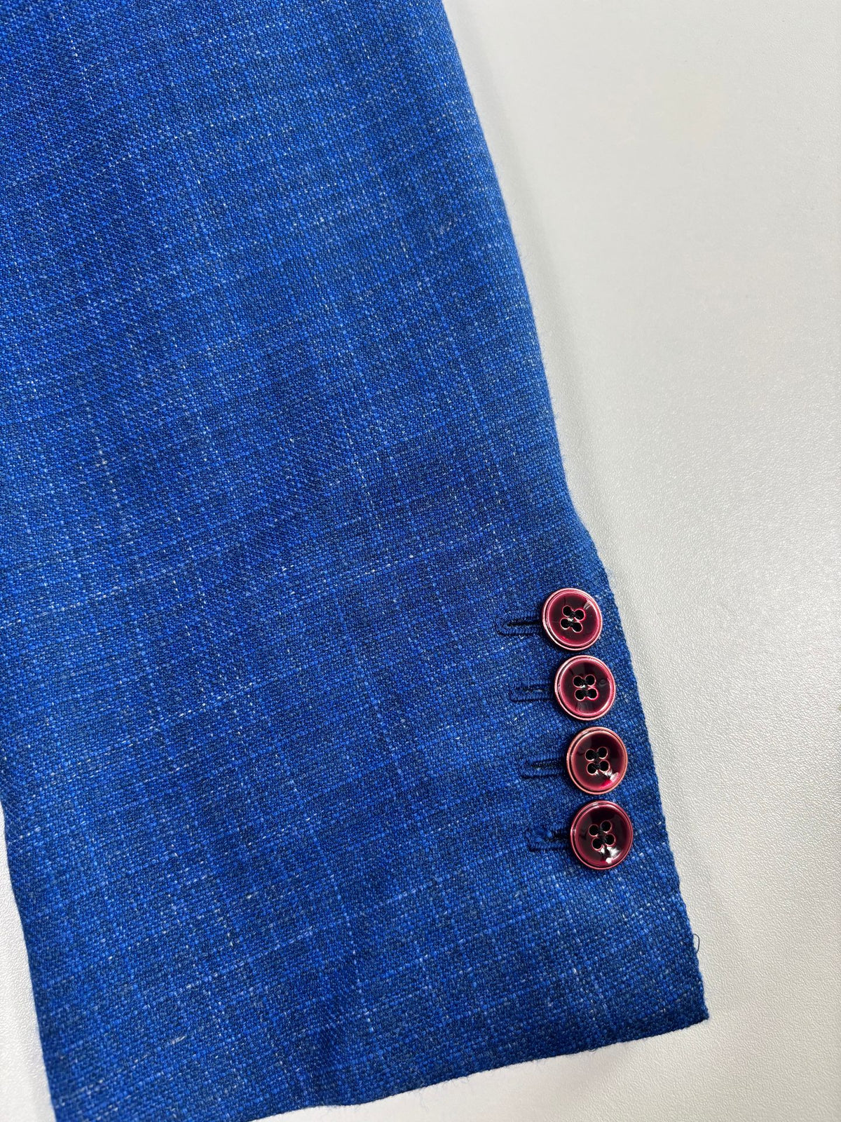 Blazer Kiton Napoli cachemire soie lin bleu chiné – Taille 60-10
