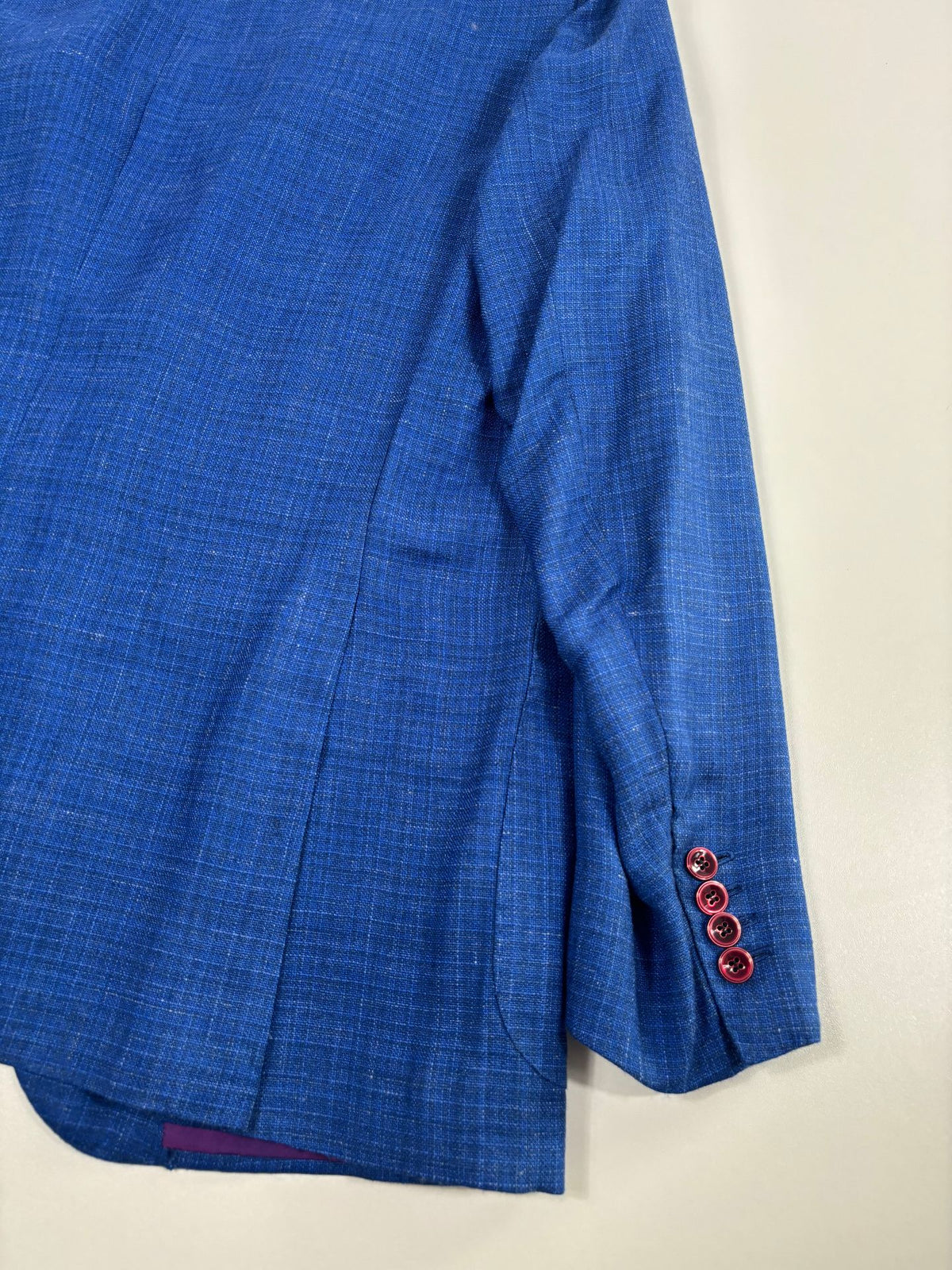 Blazer Kiton Napoli cachemire soie lin bleu chiné – Taille 60-3