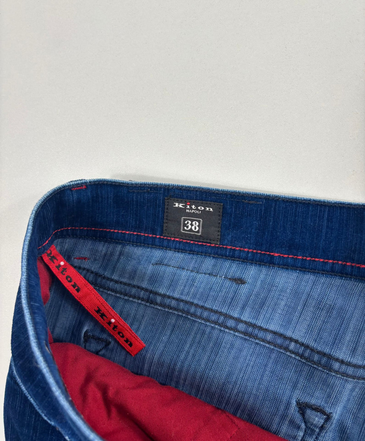 Pantalon cinq poches Kiton velours côtelé bleu indigo – Taille FR 48-2