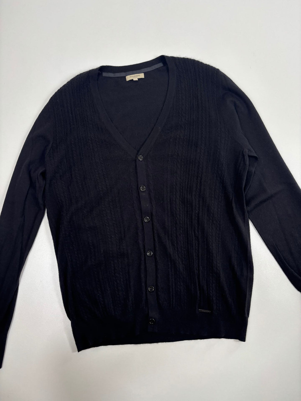 Gilet Burberry London cachemire noir maille torsadée – Taille XL-10