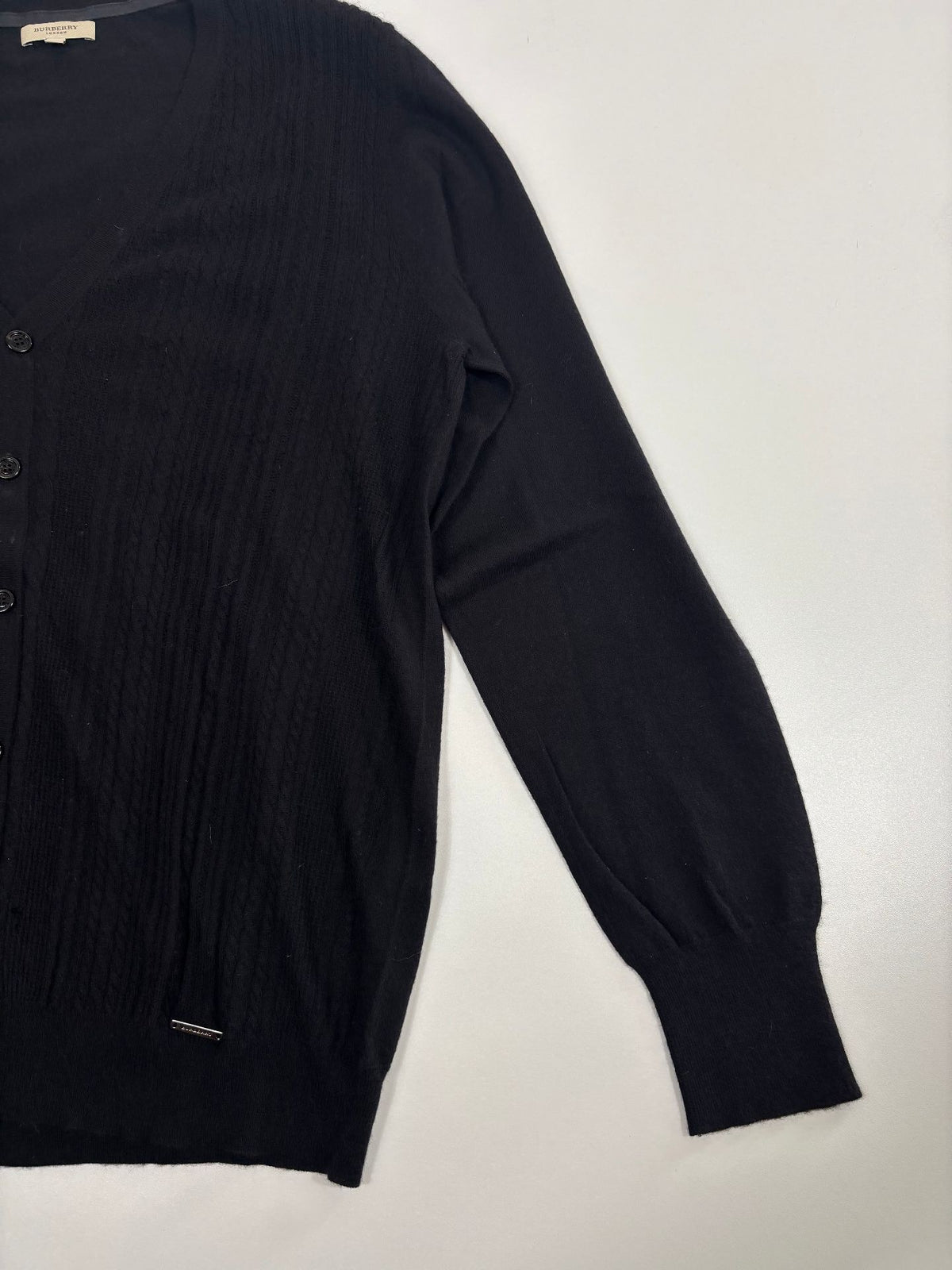 Gilet Burberry London cachemire noir maille torsadée – Taille XL-2